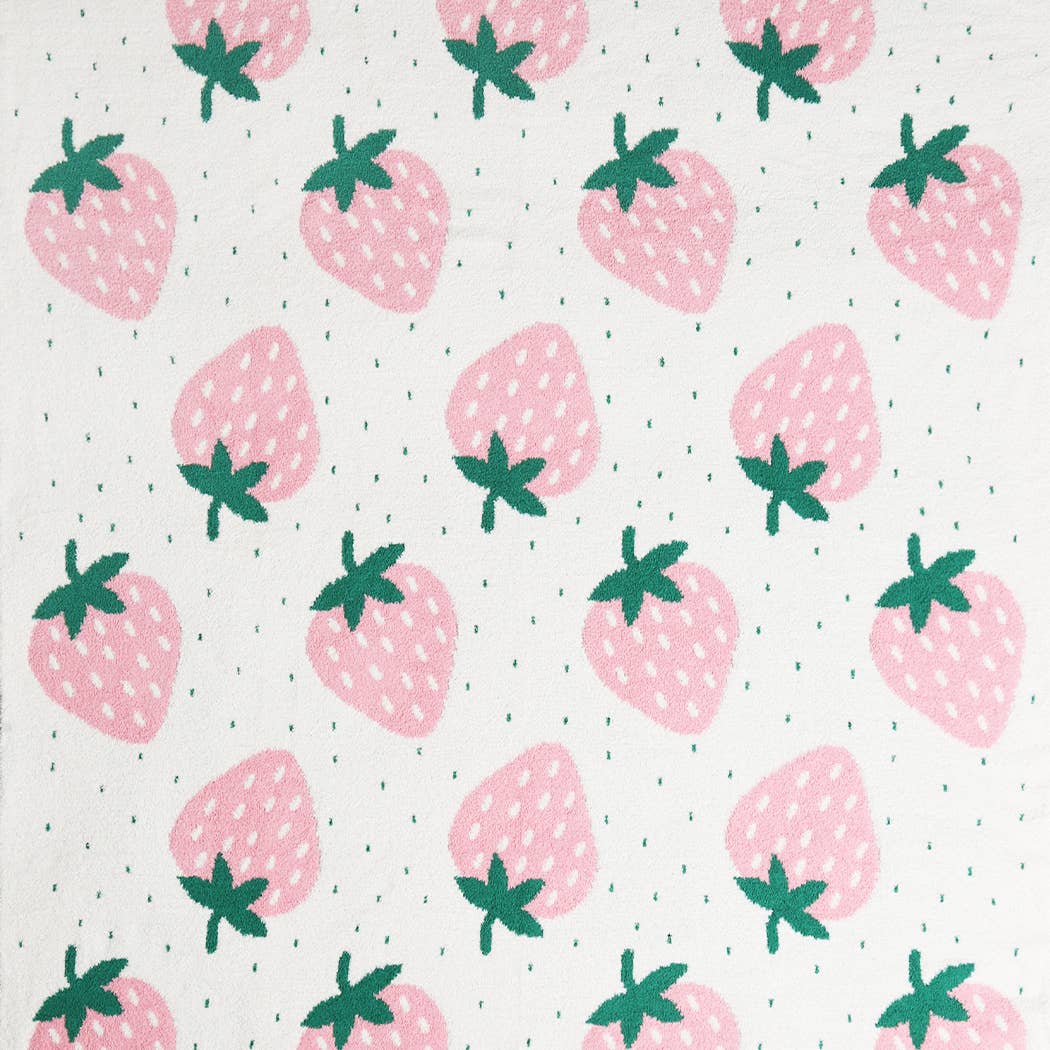 Strawberry Pattern Sherpa Throw Blanket