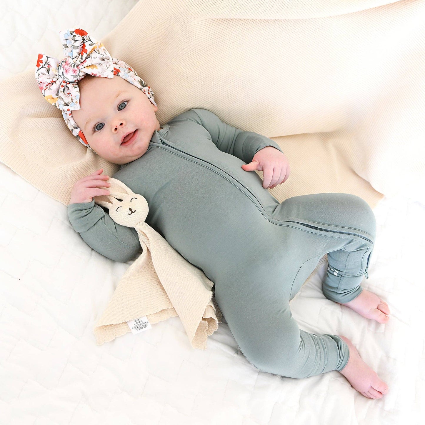 Eucalyptus ZIP Bamboo Keepsake Two Way Zipper Baby Outfit
