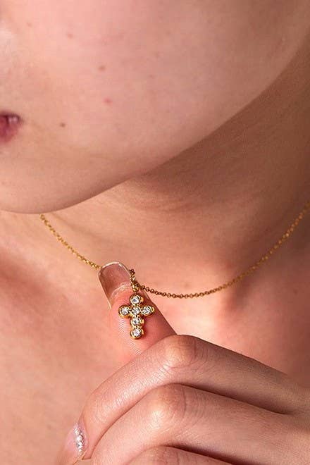 Mini Cross Stone Necklace
