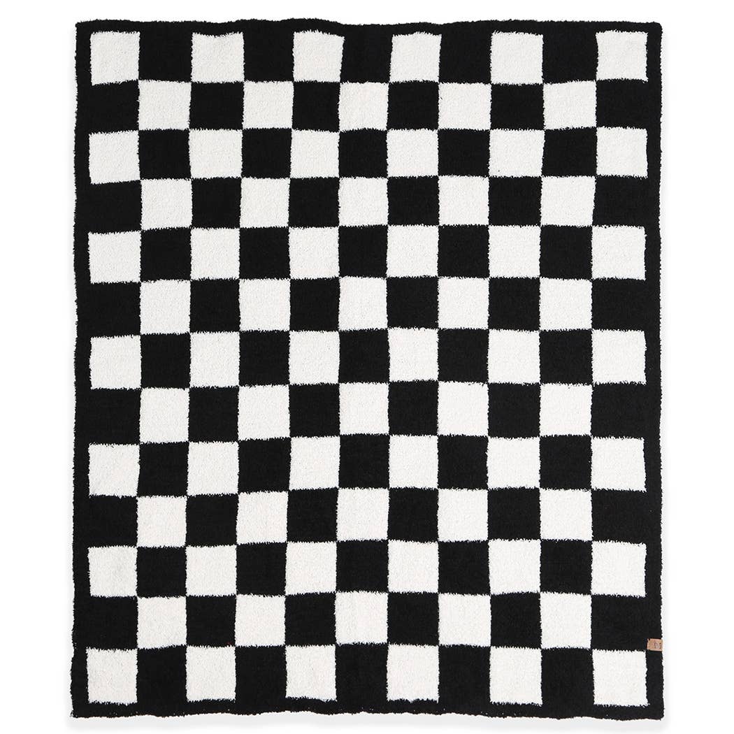 Kids Black Checkered Pattern Soft Throw Blanket