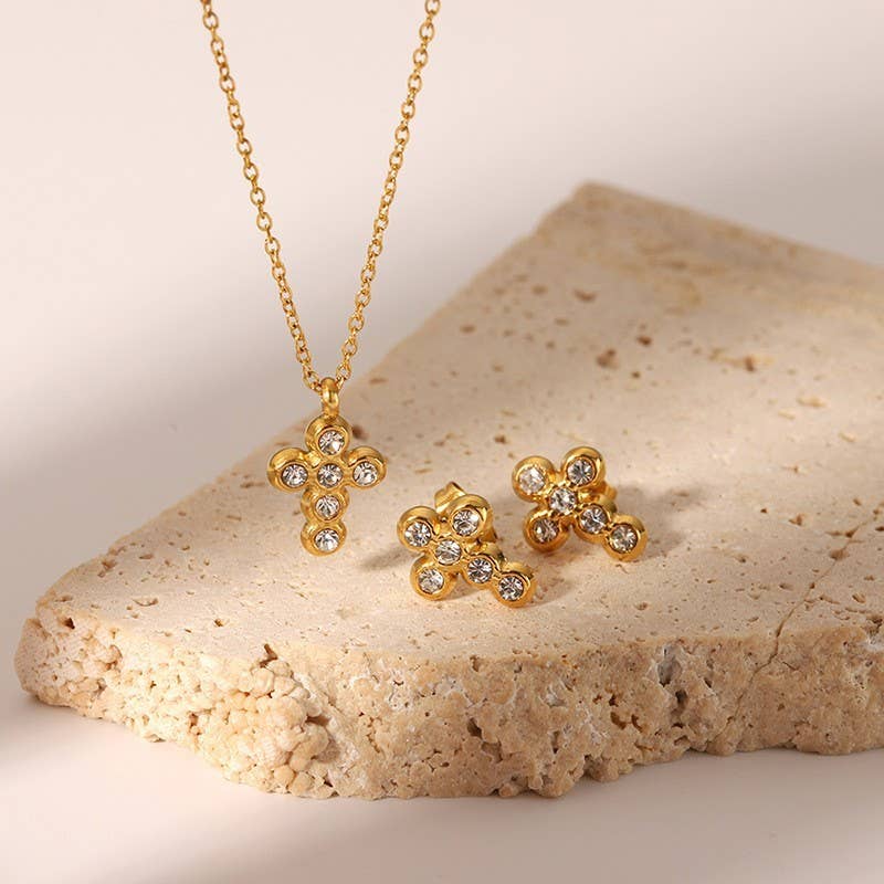 Mini Cross Stone Necklace