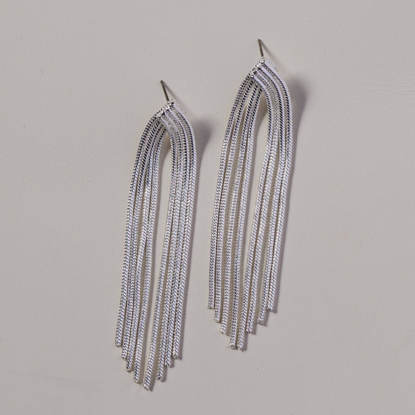 Silver Waterfall Chain Earrings Nickel & Suede