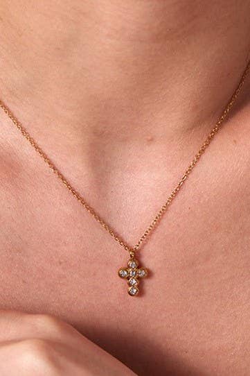 Mini Cross Stone Necklace