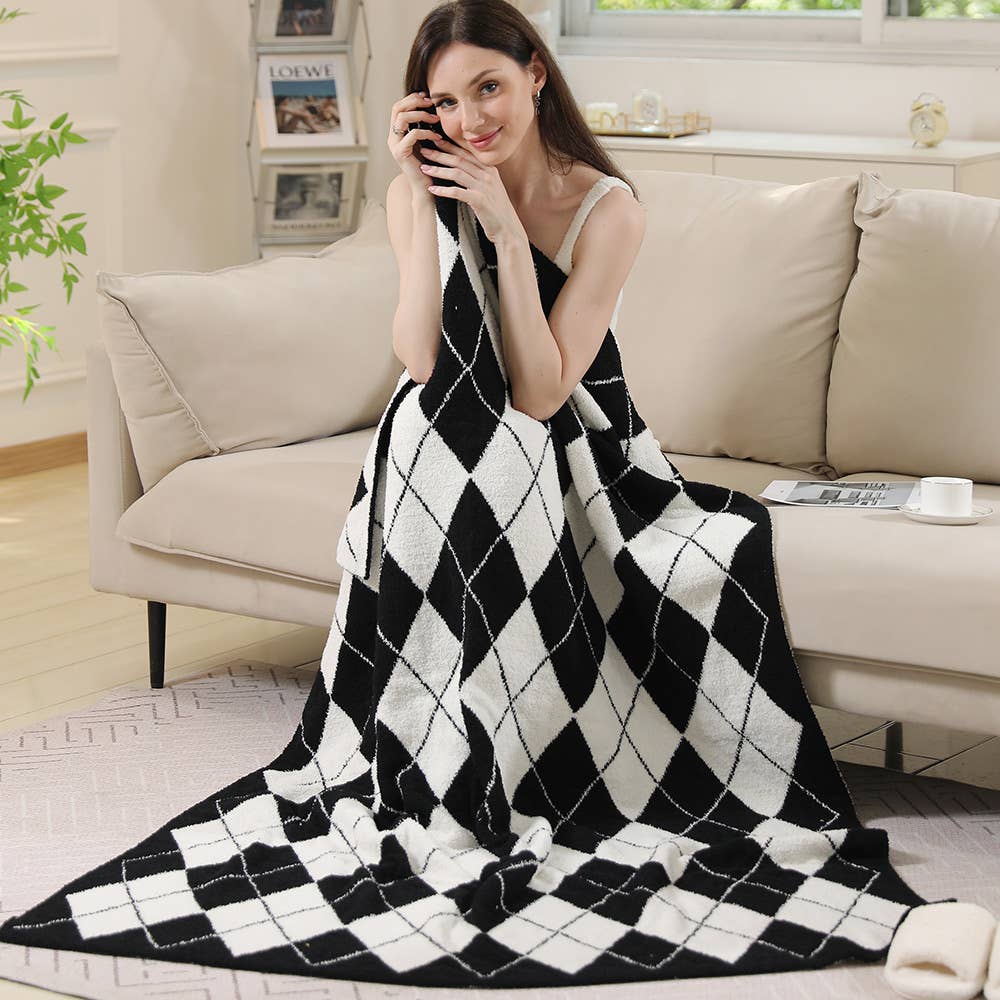 Argyle Reversible Throw Blanket