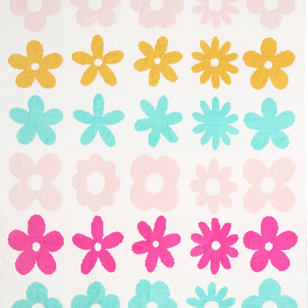 Floral Pattern Sherpa Throw Blanket
