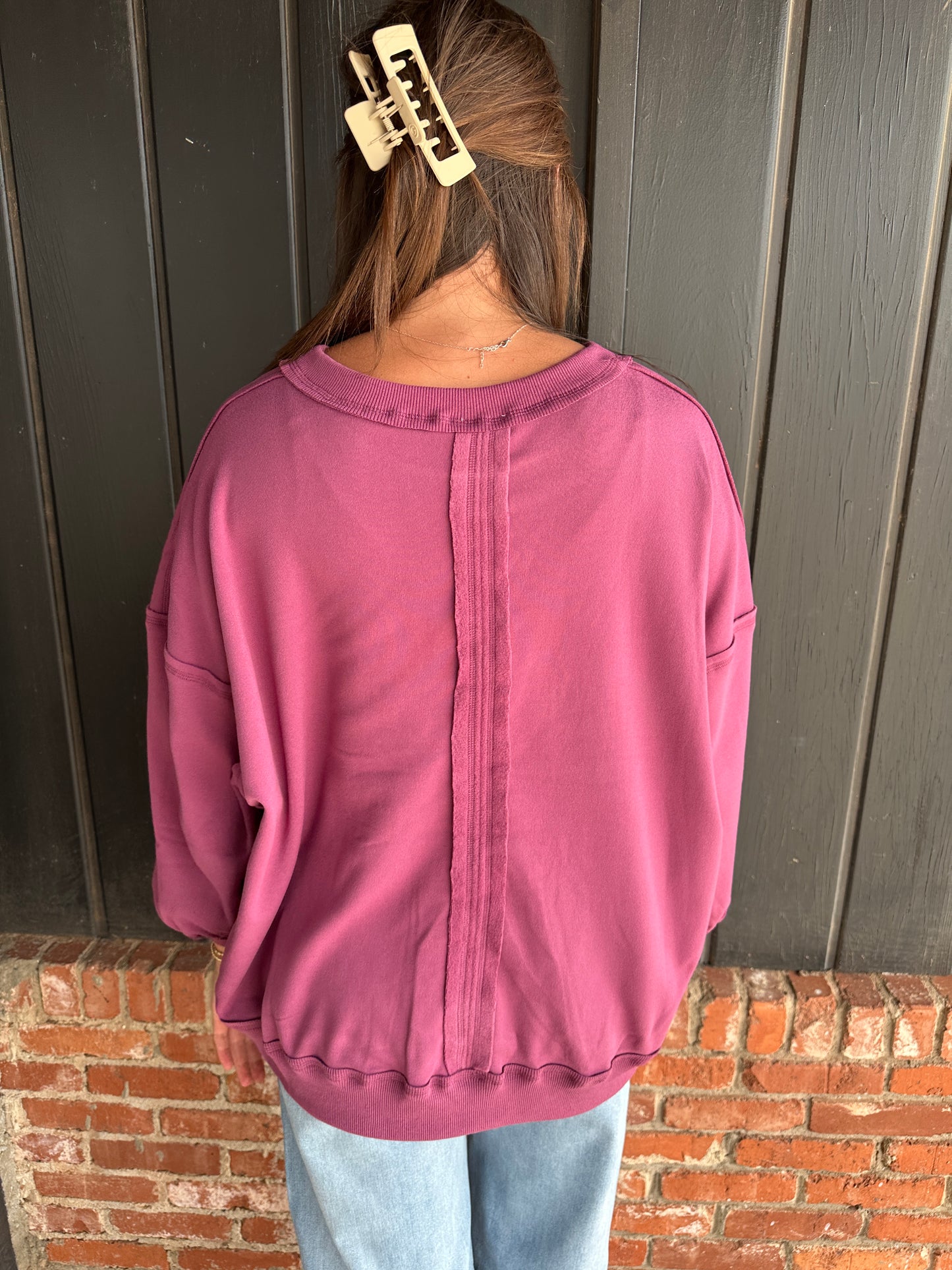 Plum Soft Flow Fleece Loose fit Crewneck