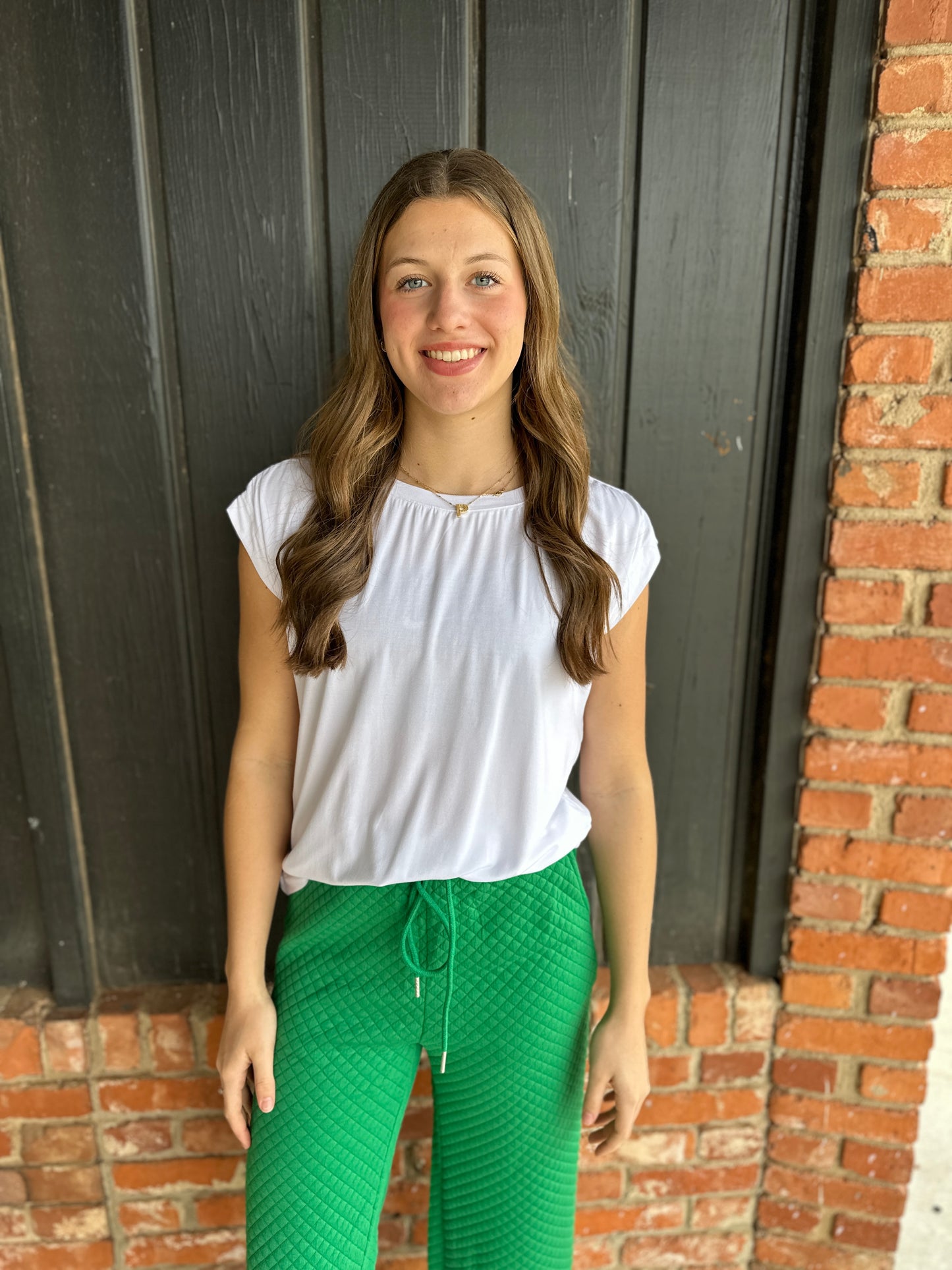 White Rouched Shoulder Jersey Top