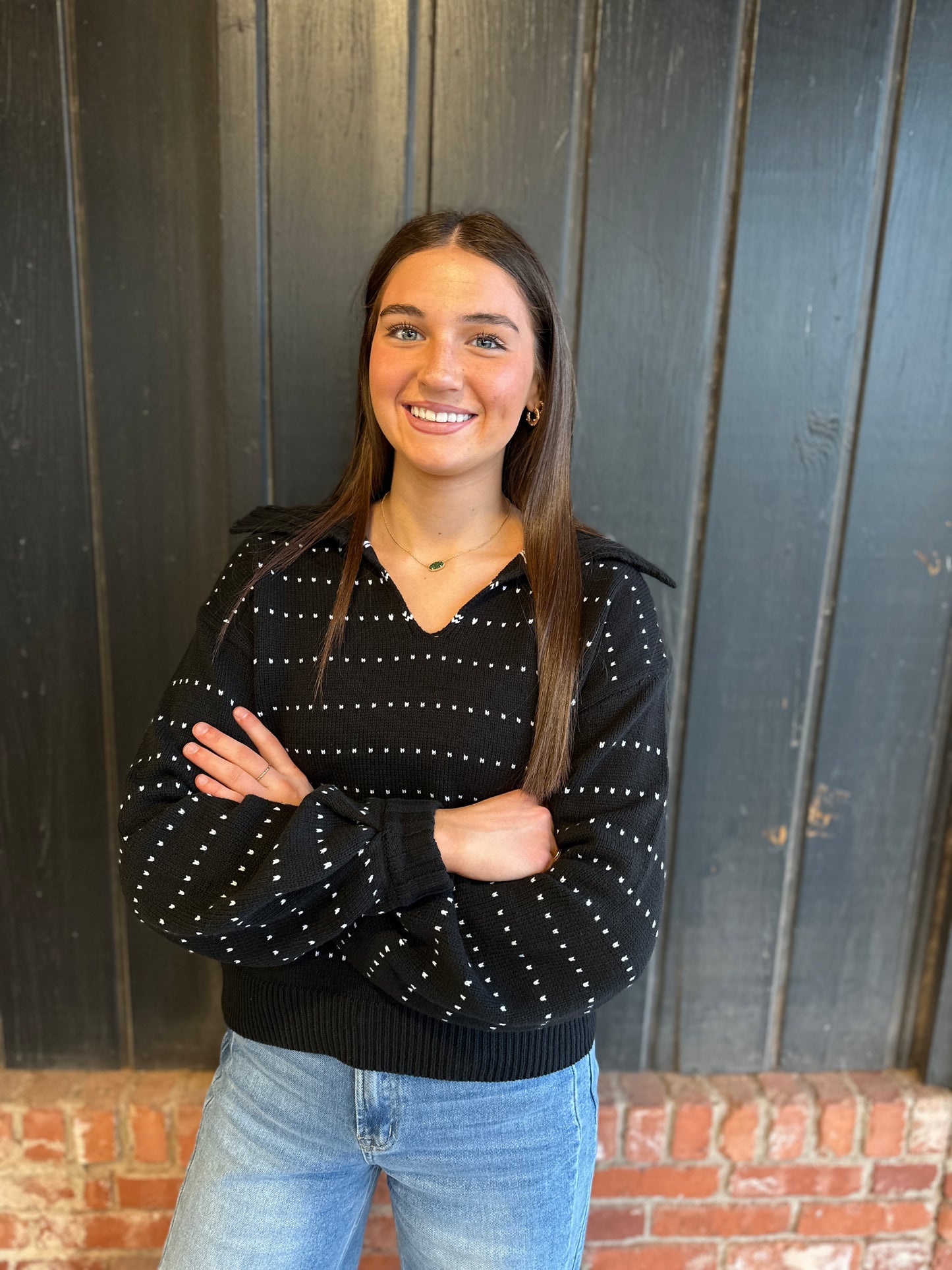 Dot Knit Pullover Sweater