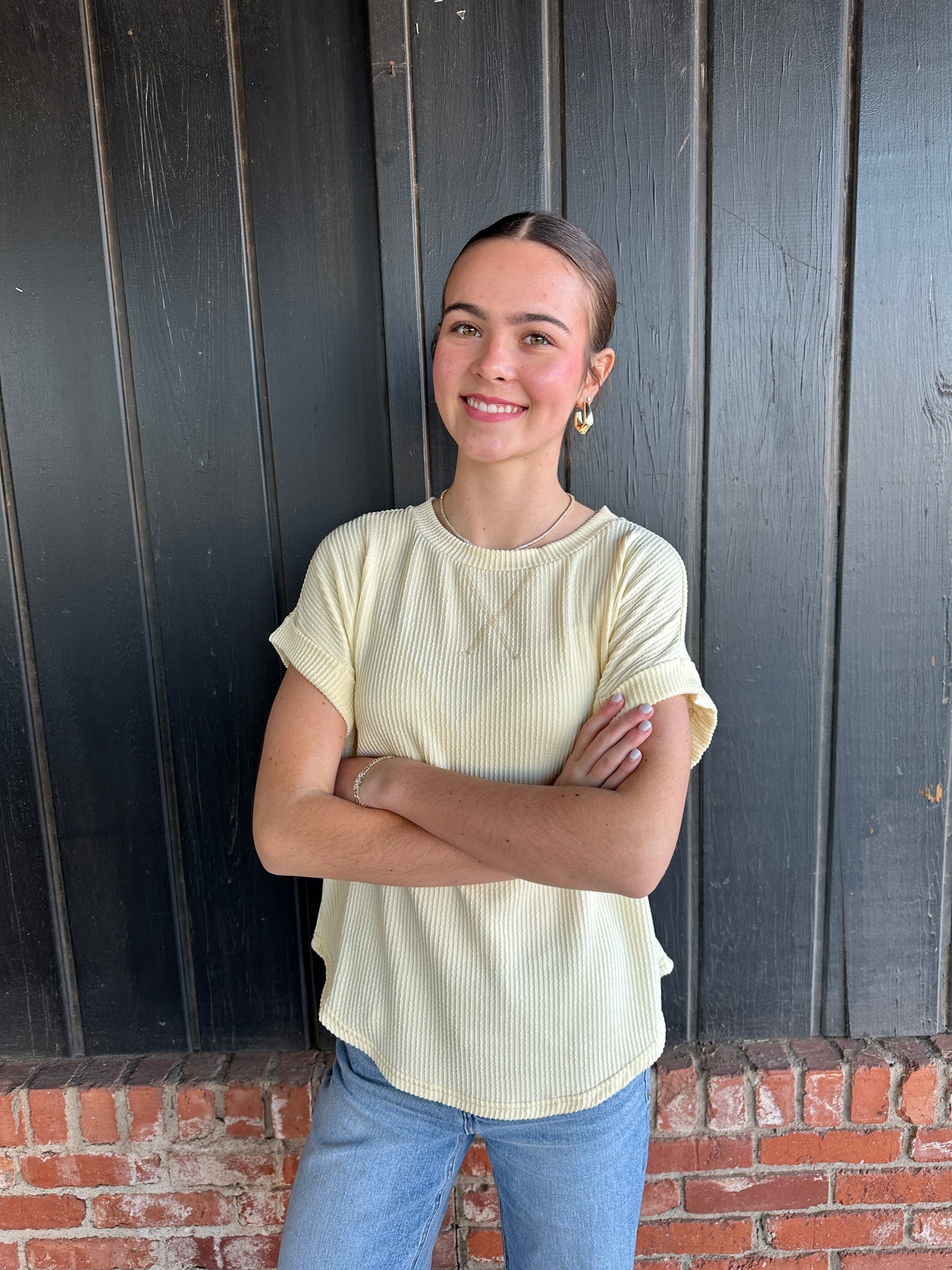Soft Yellow Ribbed Tee