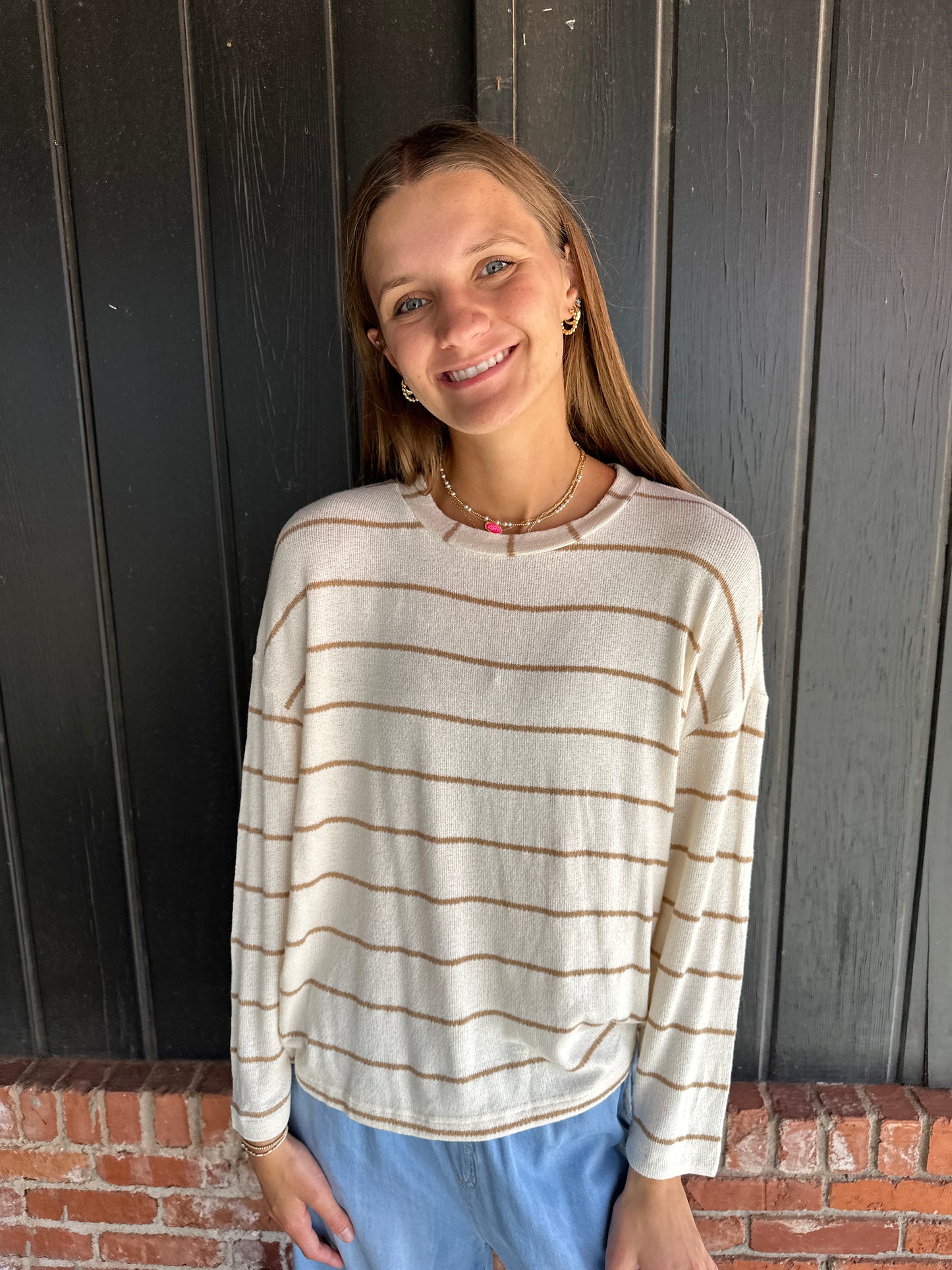 Cream Stripe lightweight Sweater top