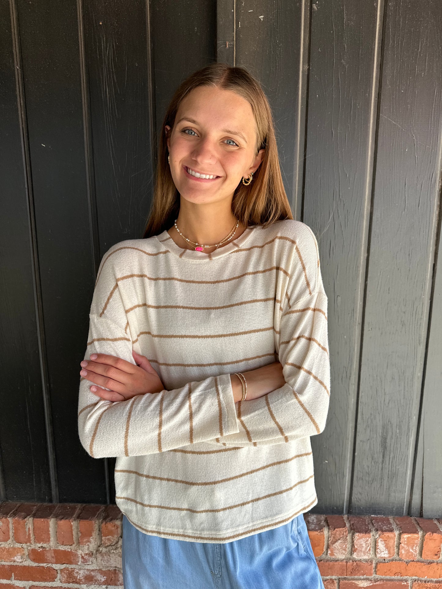Cream Stripe lightweight Sweater top