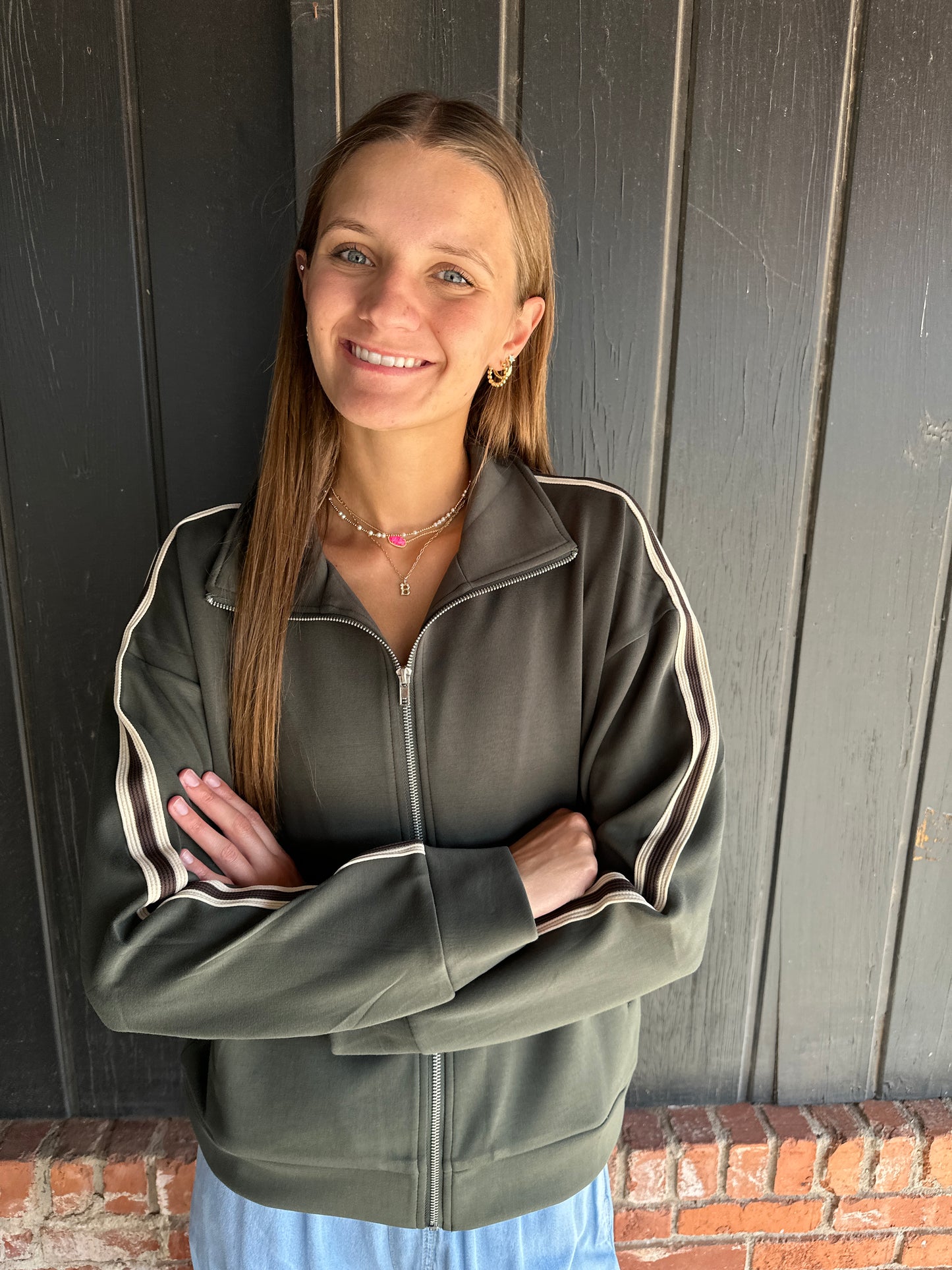 Green zip track jacket