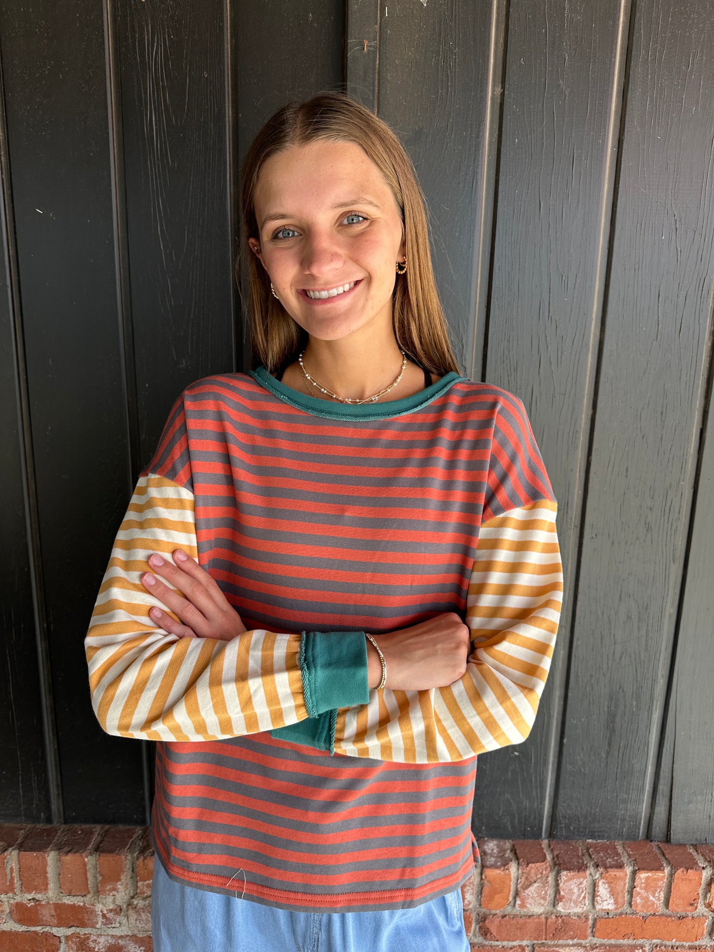 Rust French Terry Pullover Top