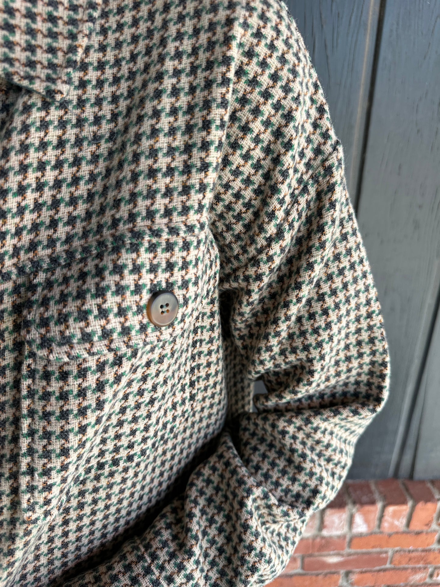 Green Houndstooth Button Down Shacket