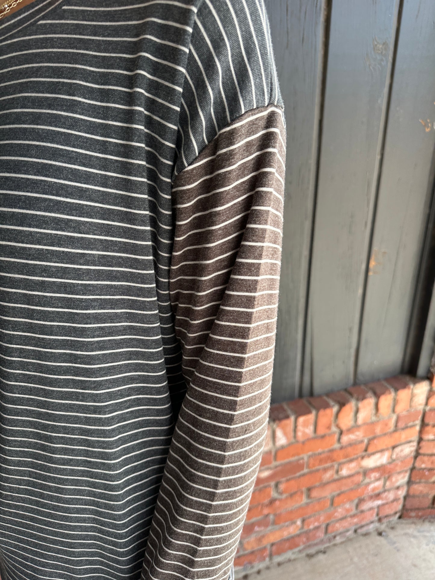 Striped Color Block Crew Neck Knit Top