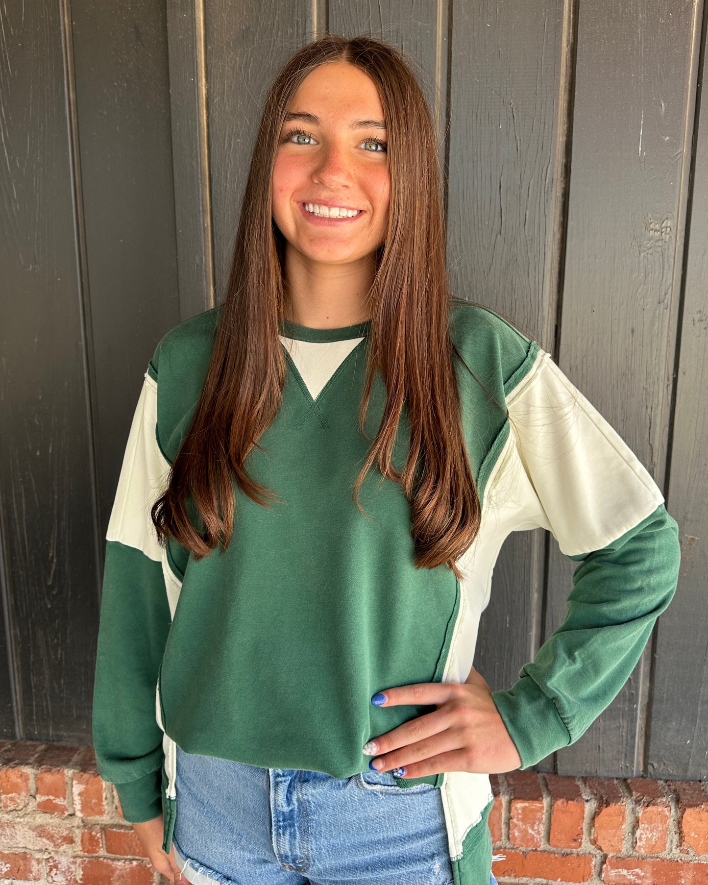 Hunter Green Mixed Crewneck