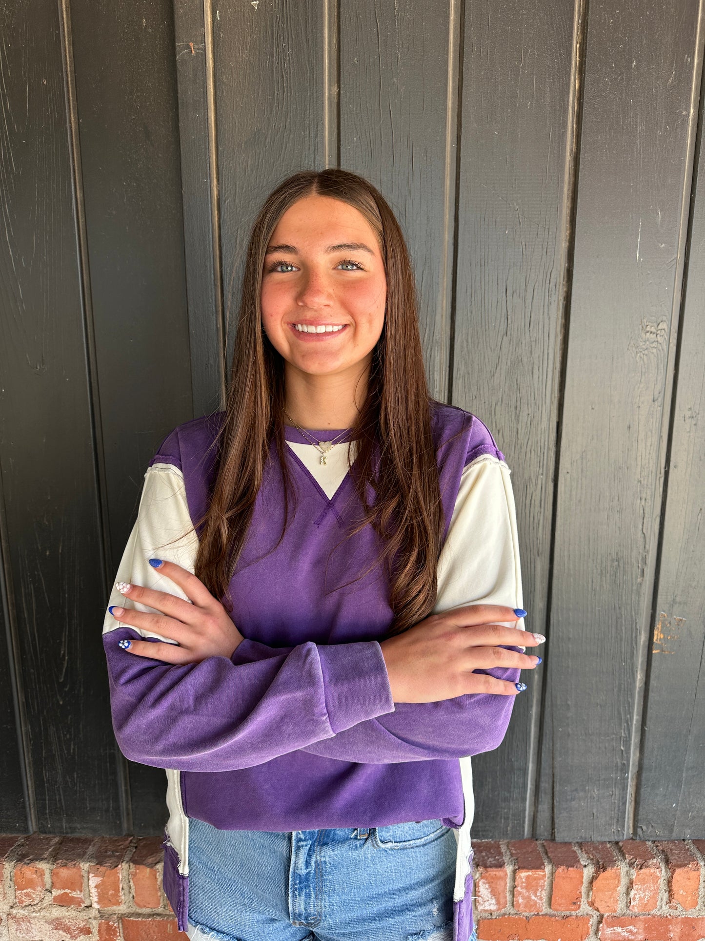 Purple Mixed Crewneck