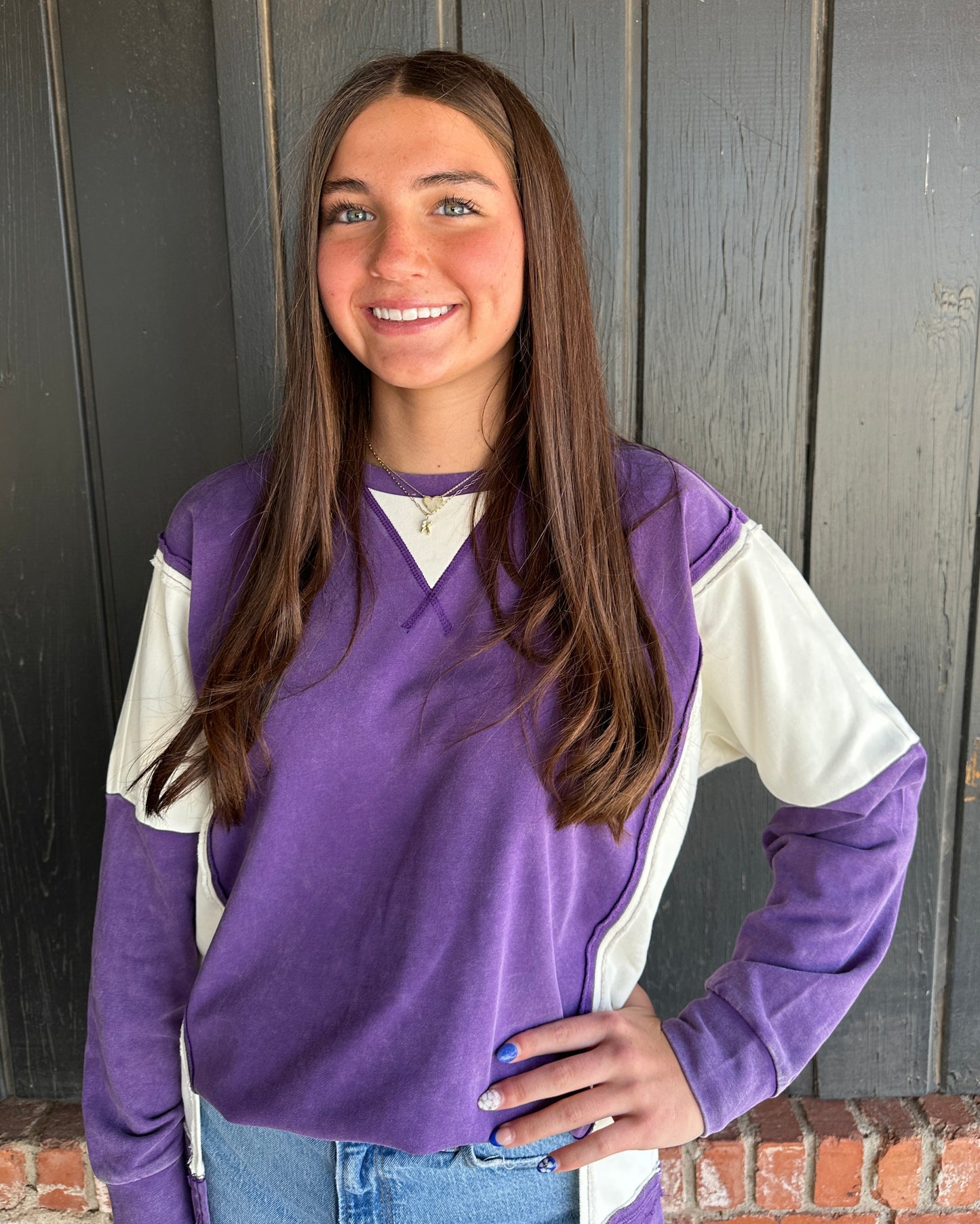 Purple Mixed Crewneck