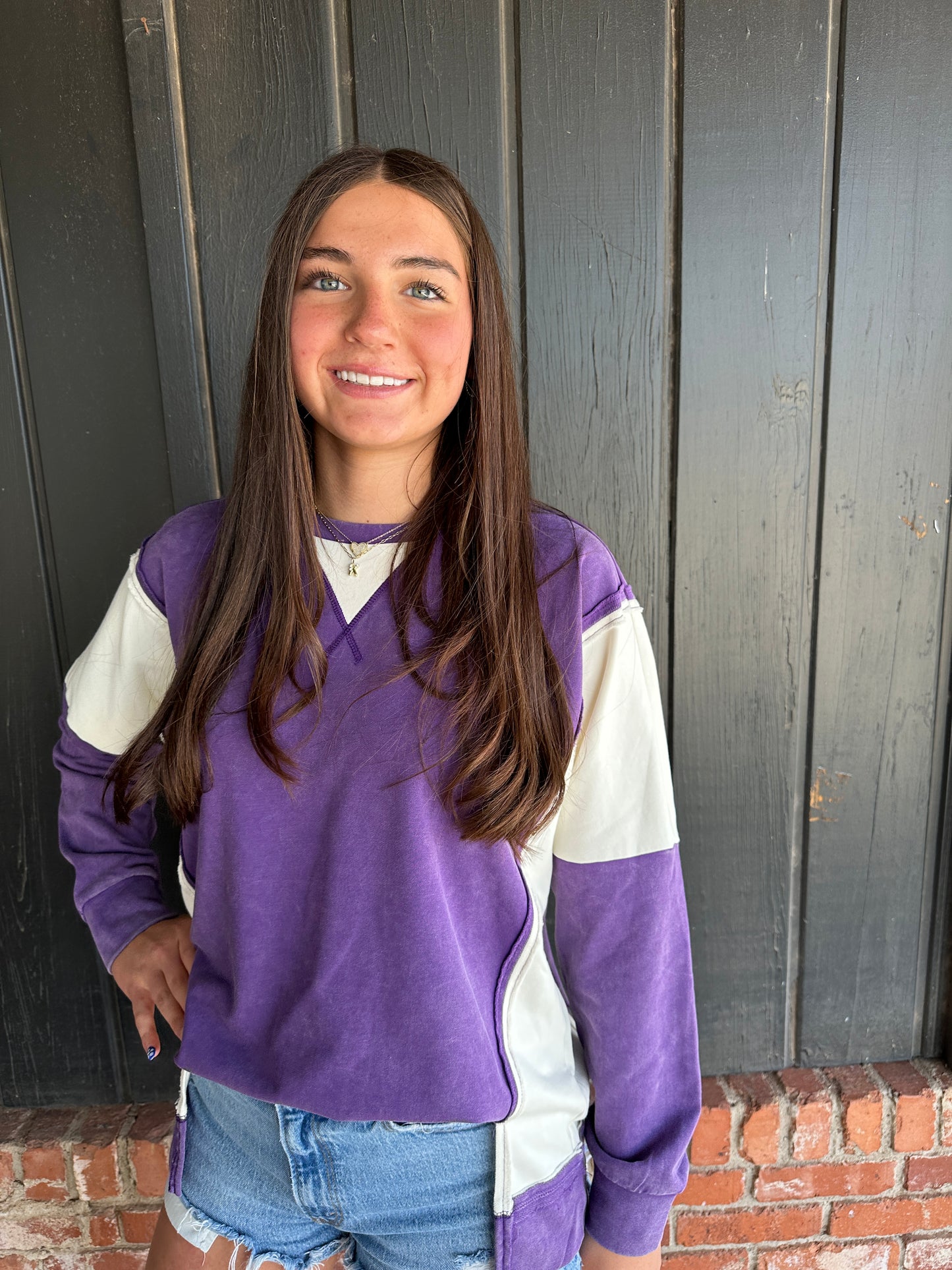 Purple Mixed Crewneck