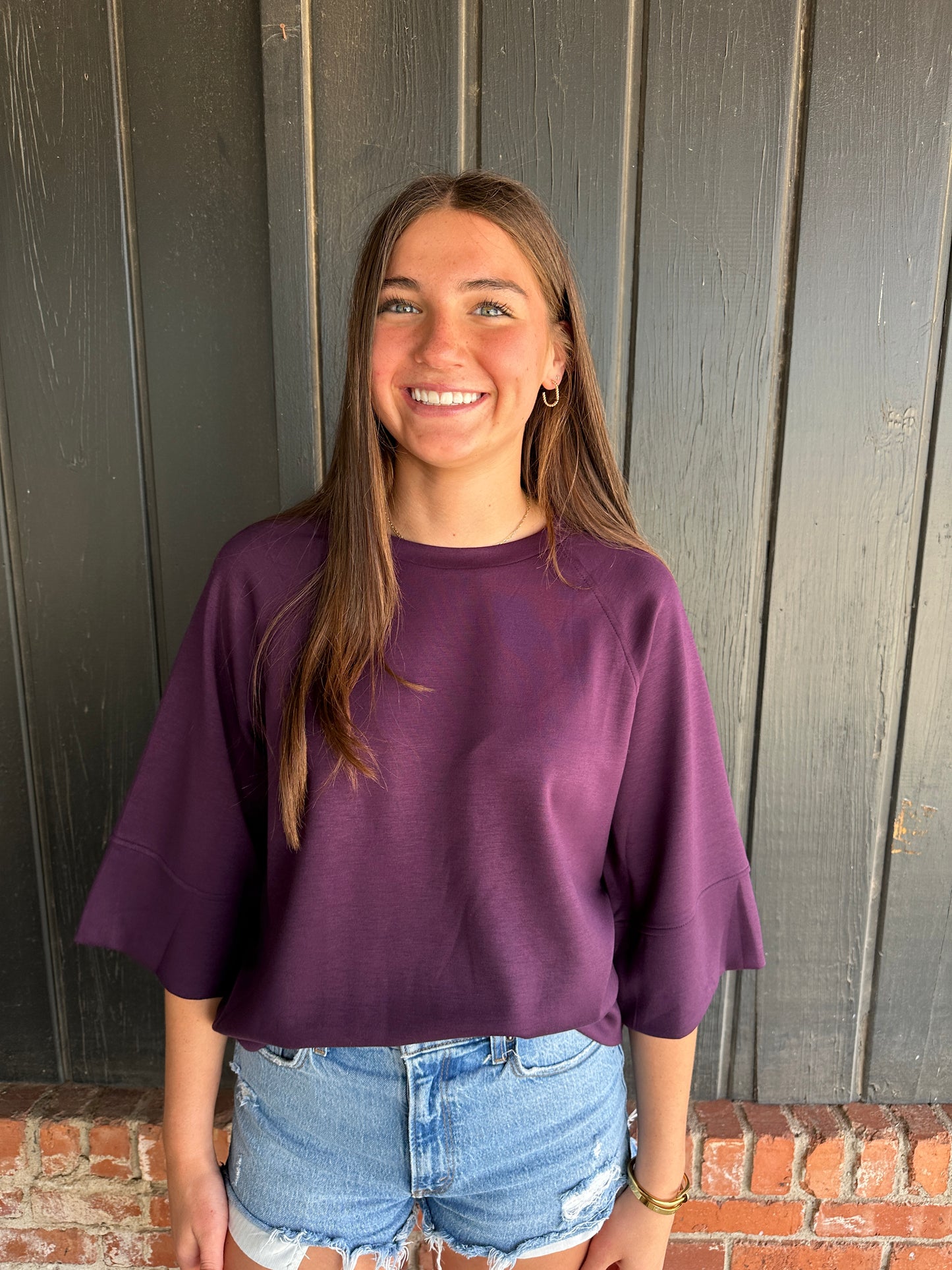 Plum Relaxed drop shoulder top