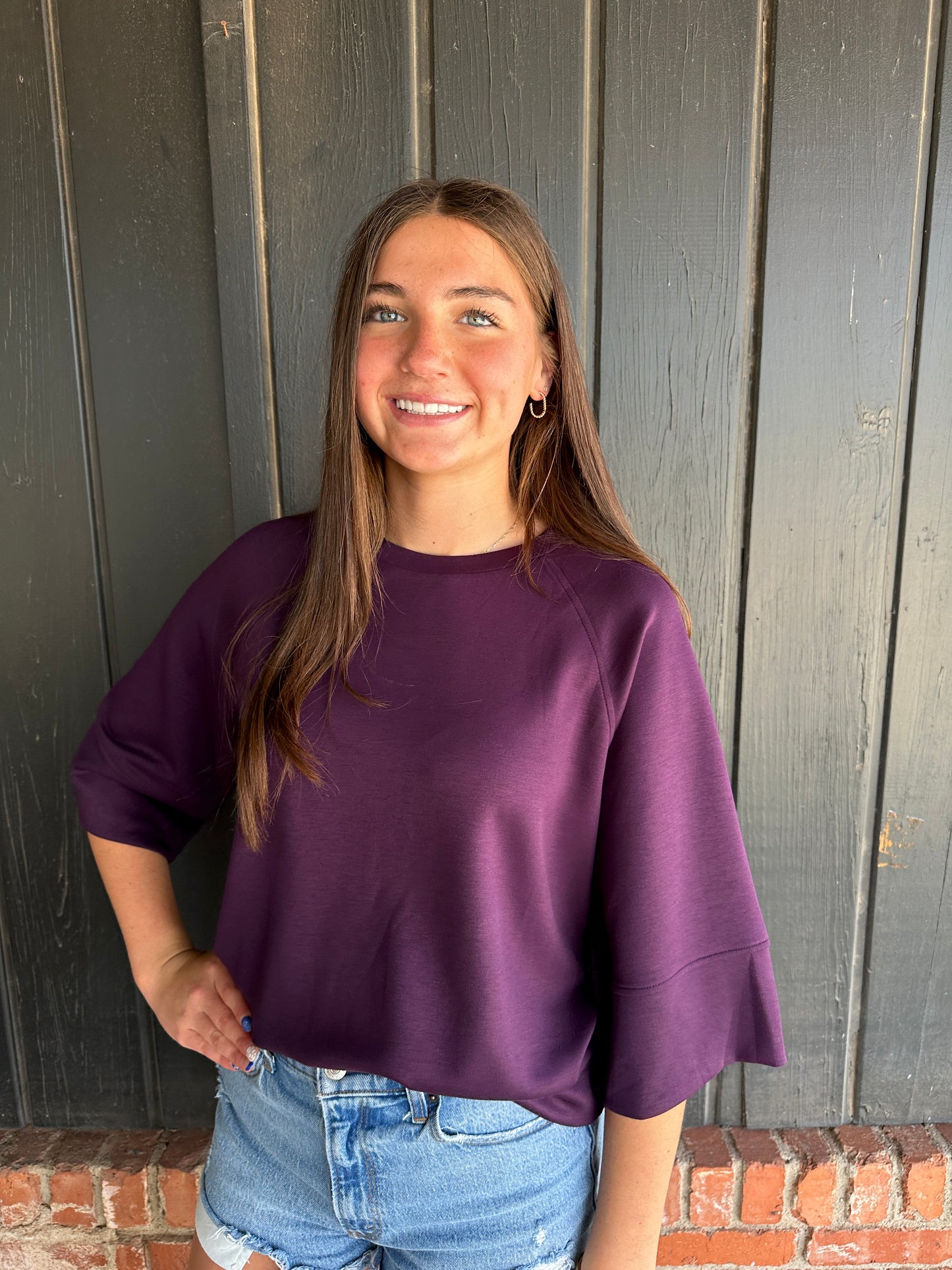 Plum Relaxed drop shoulder top