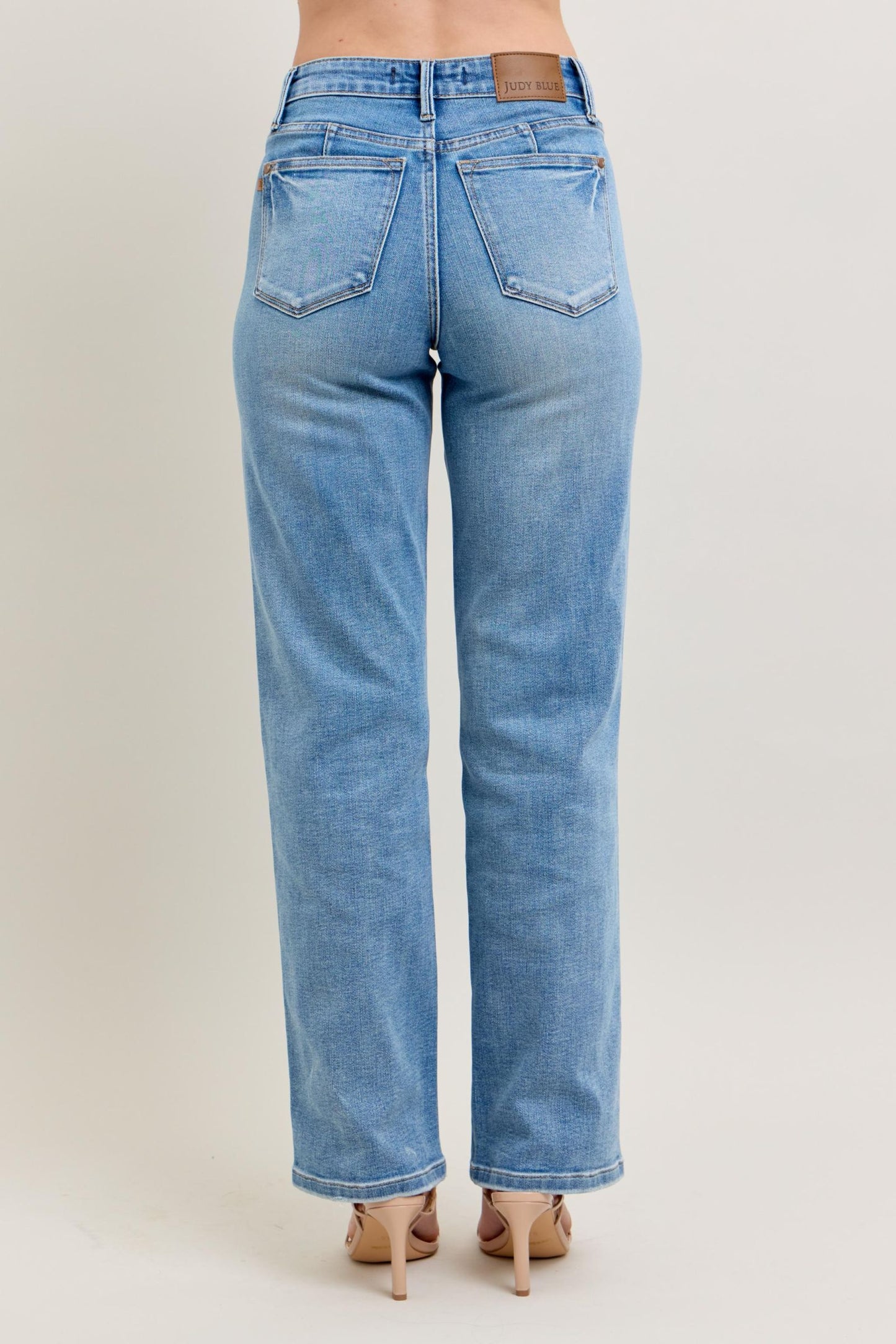 Judy Blue Mid Rise Tummy Control Straight Jeans