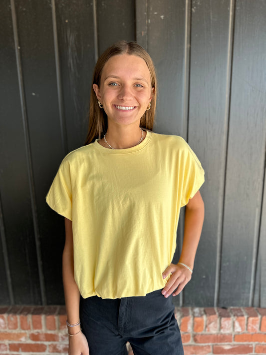 Lemon Bubble Hem Knit Top