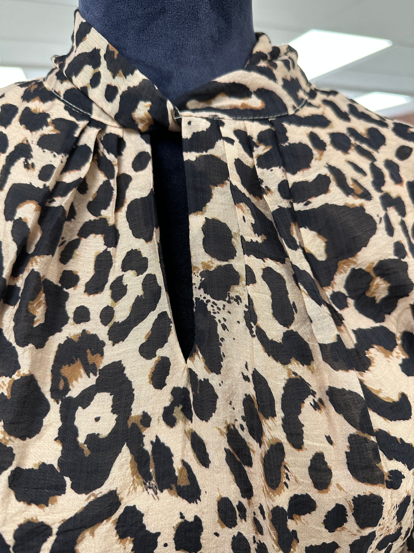 Puff Sleeve Cheetah Print Dress