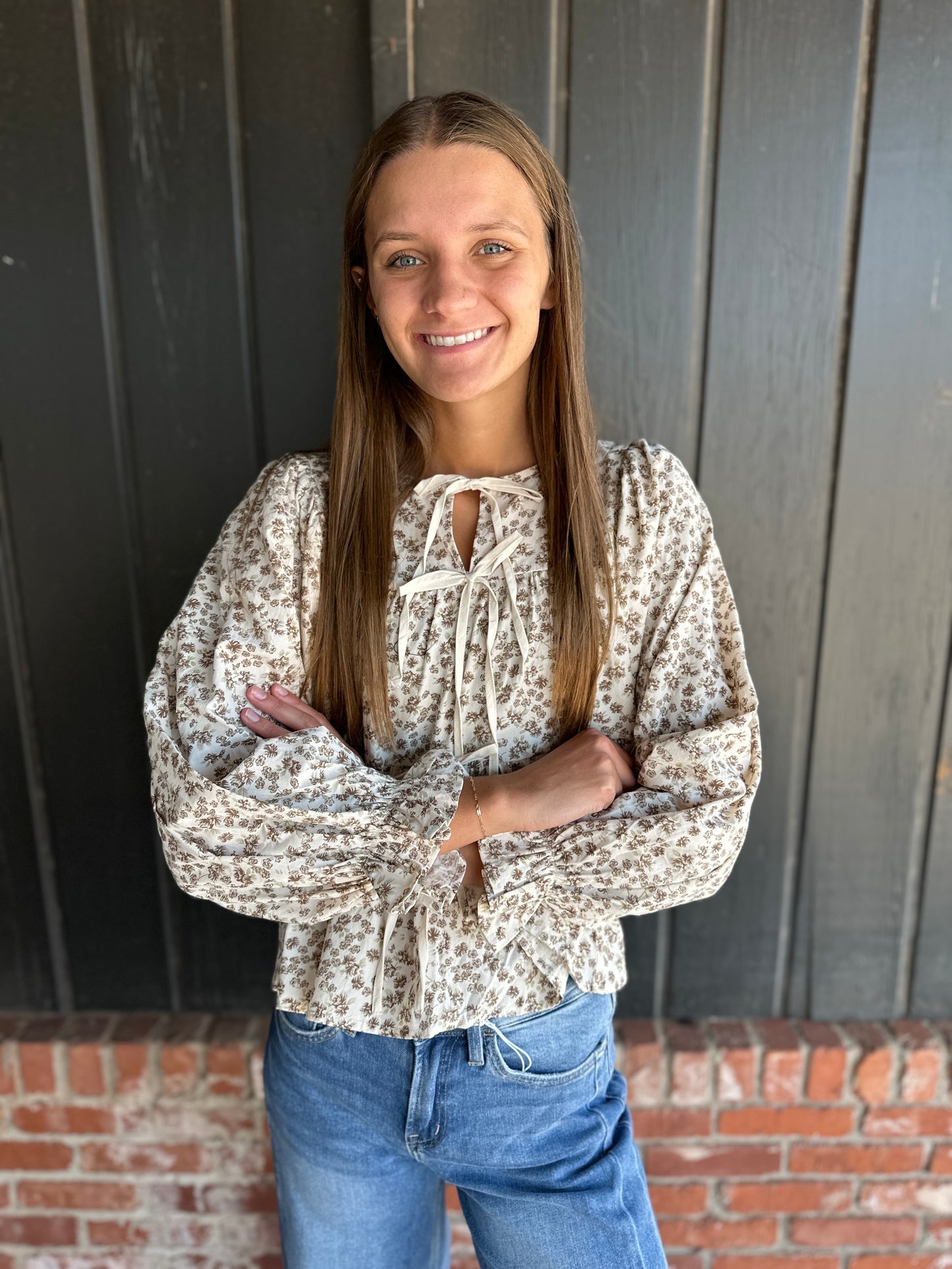 Floral Perplum Top with Tie details