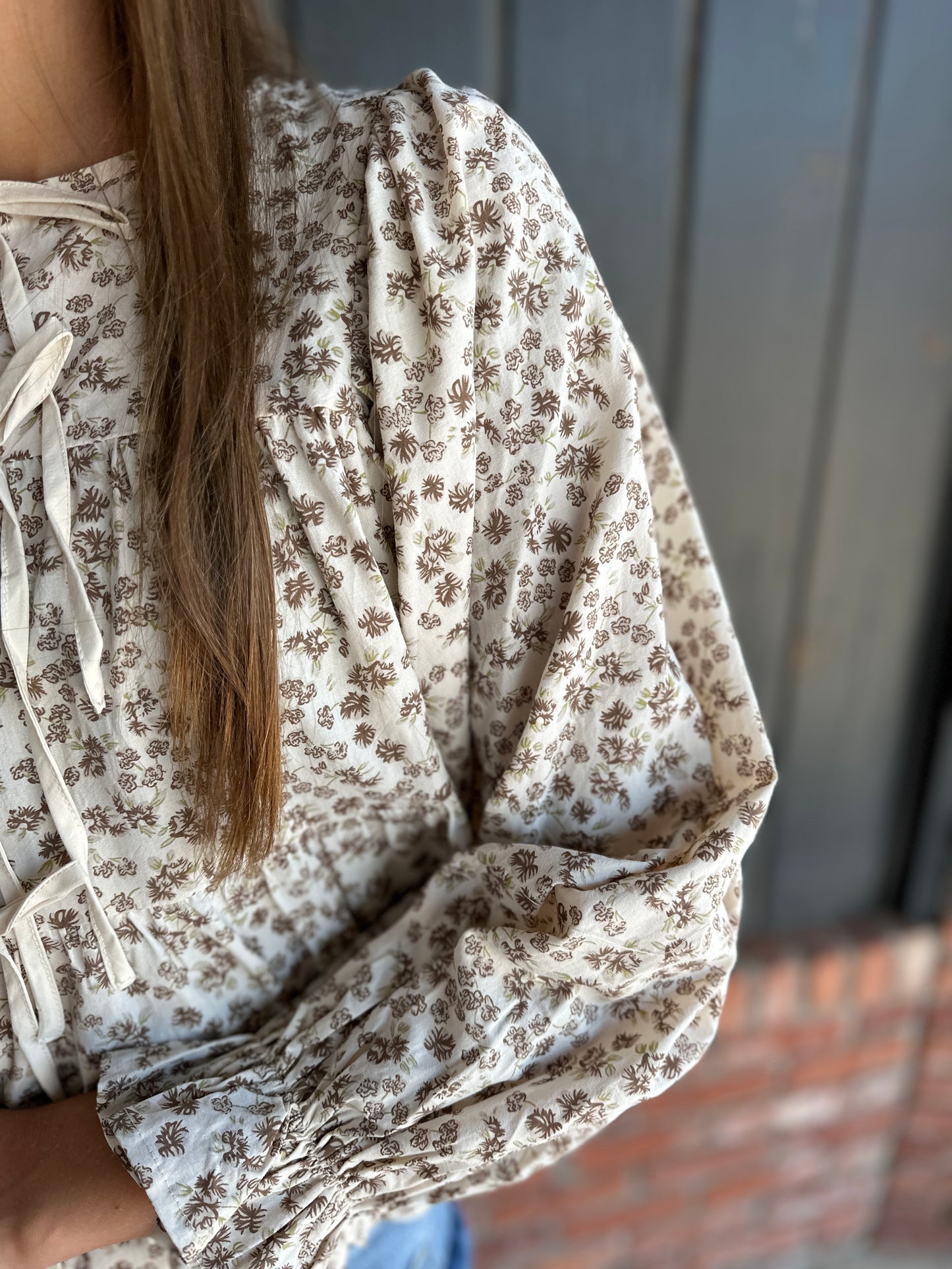 Floral Perplum Top with Tie details