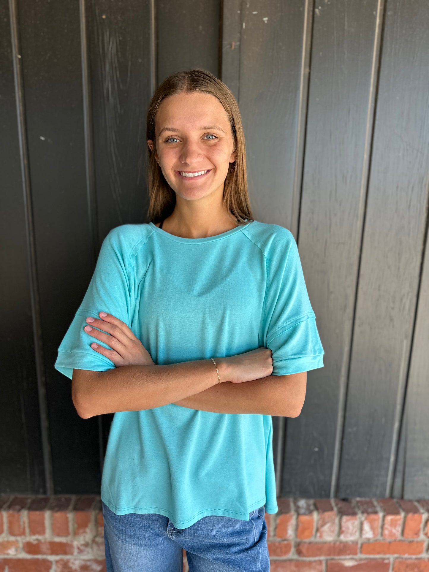 Aqua Oversized Relaxed Fit Terry Top