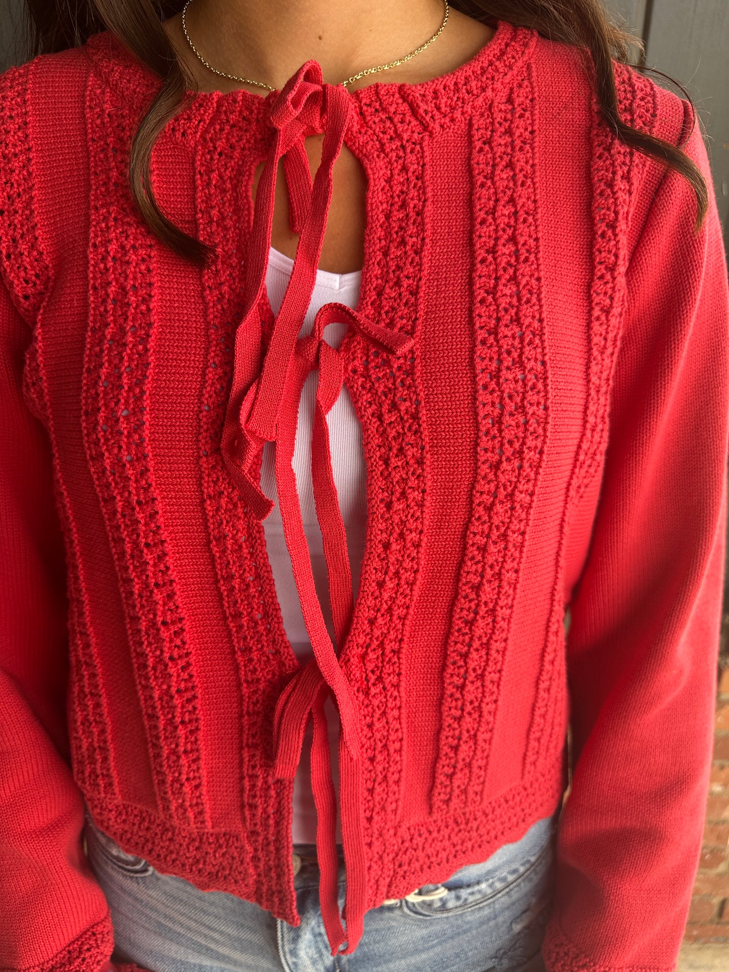 Antique Coral Knitted Sweater Cardigan