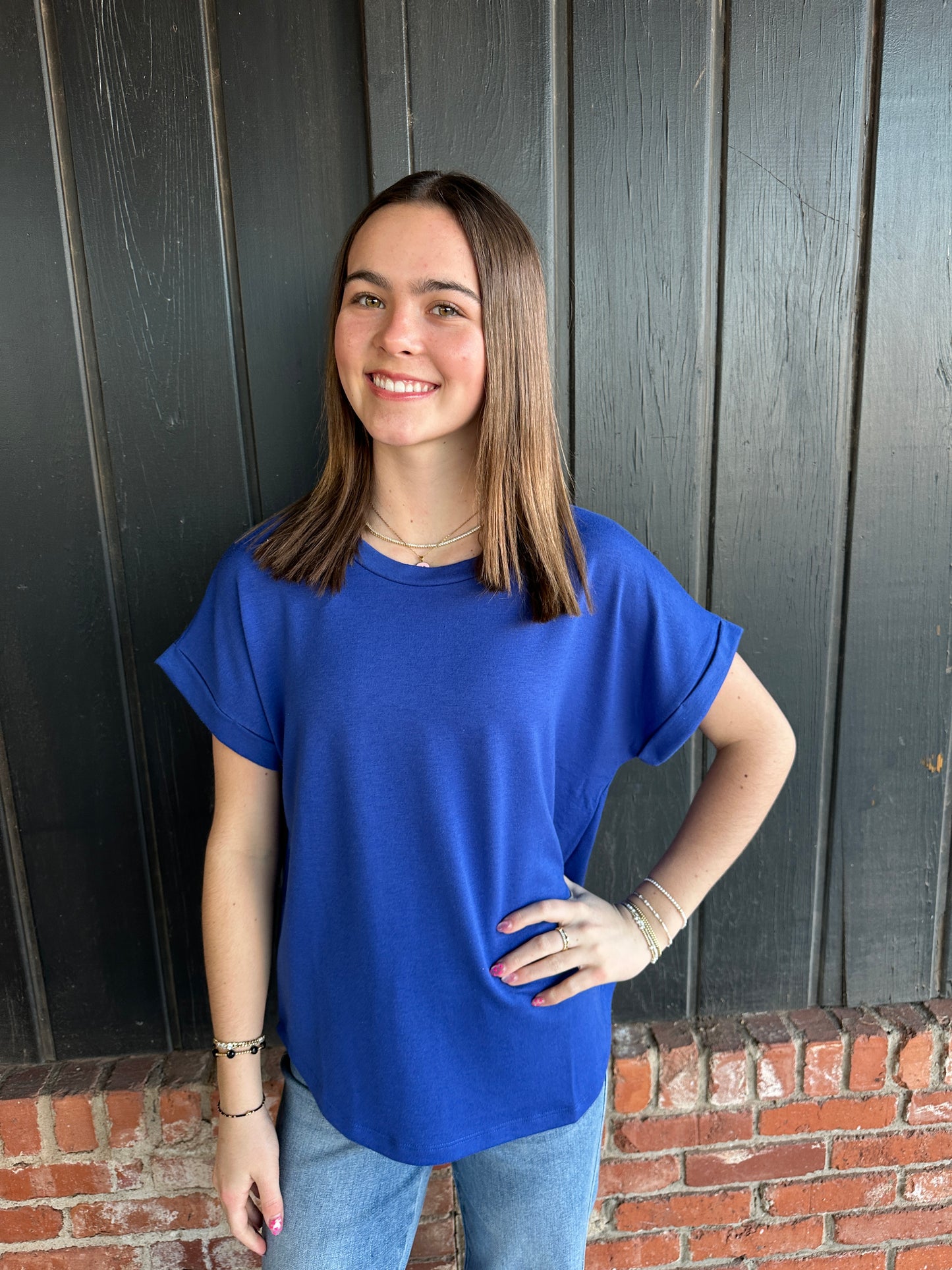 Royal Blue Short Sleeve Top