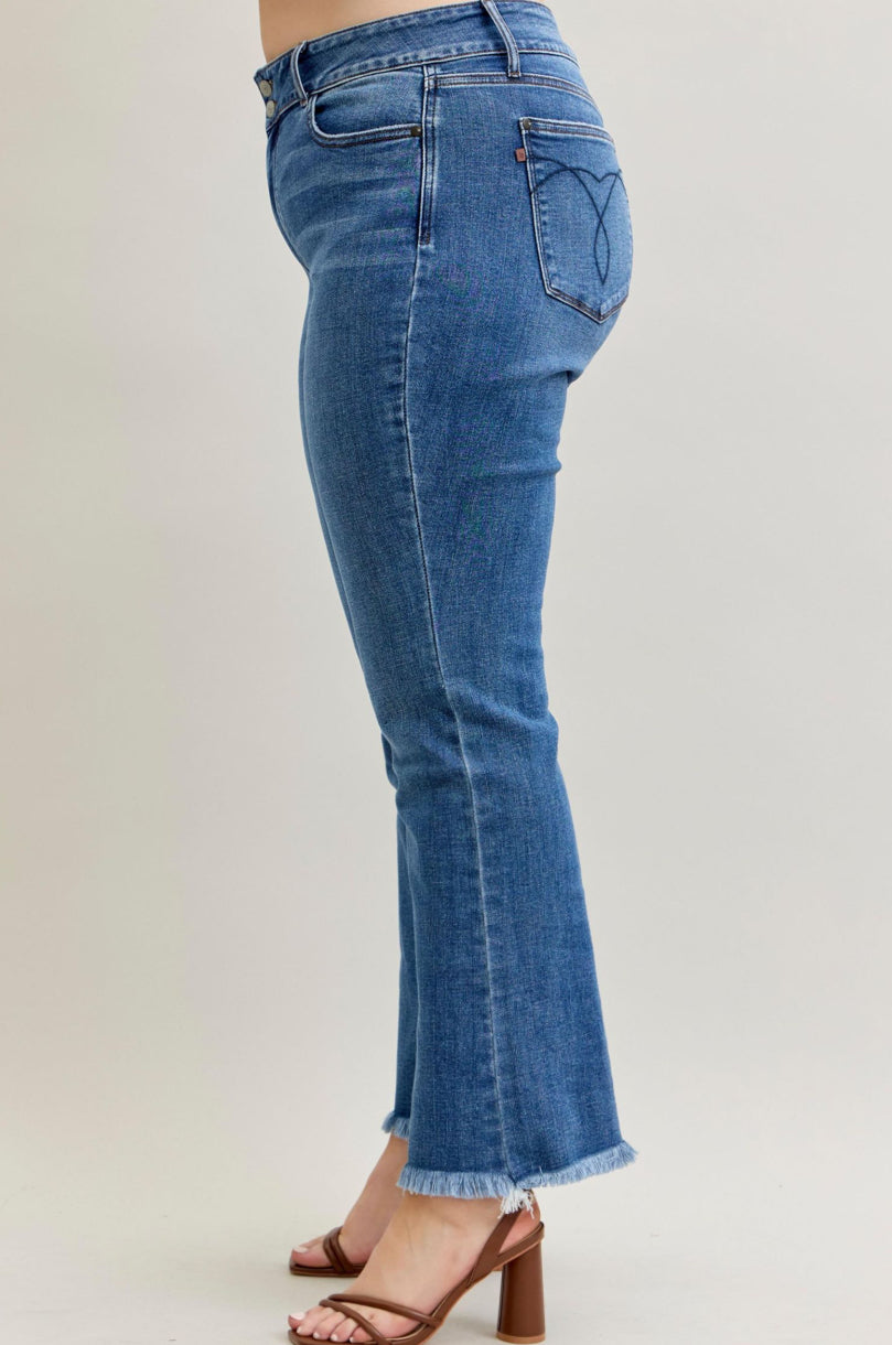 Judy Blue High Waist Boot Cut Frayed Hem