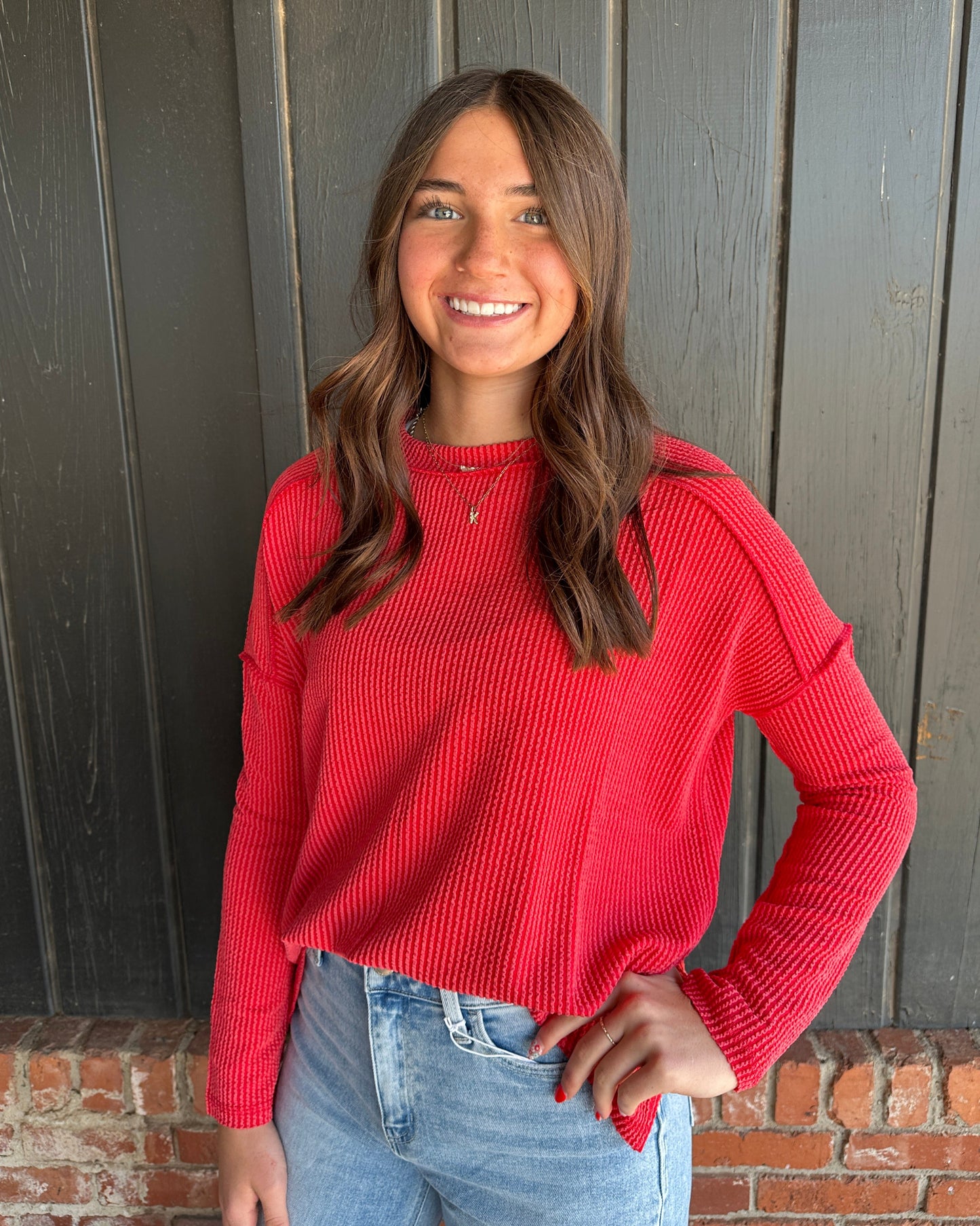 Ruby Ribbed Long Sleeve Top