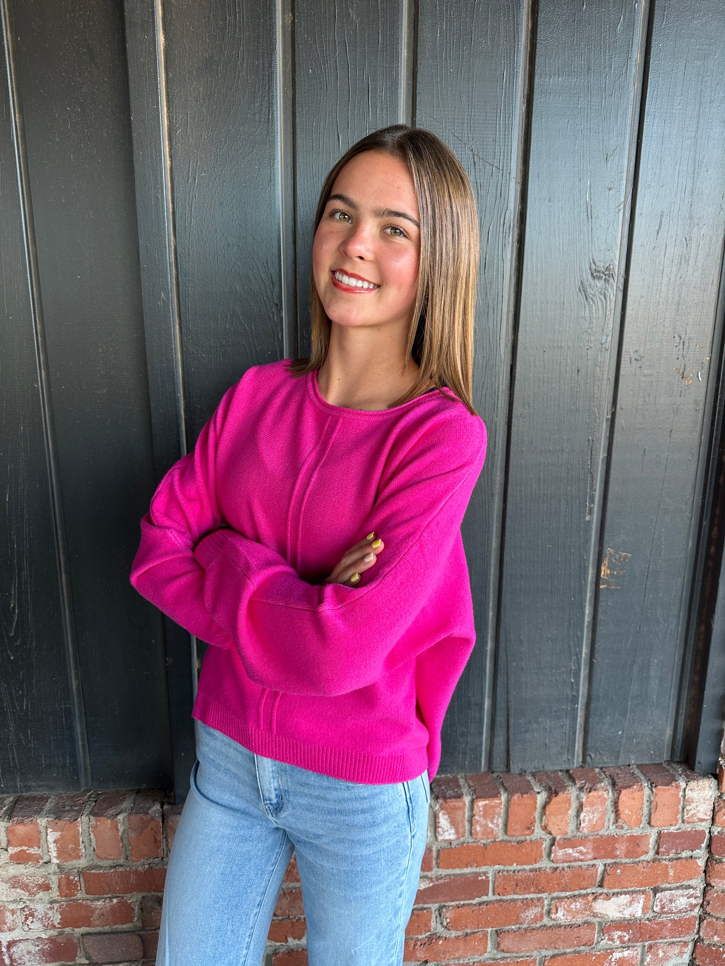 Hot Pink Front Seam Sweater