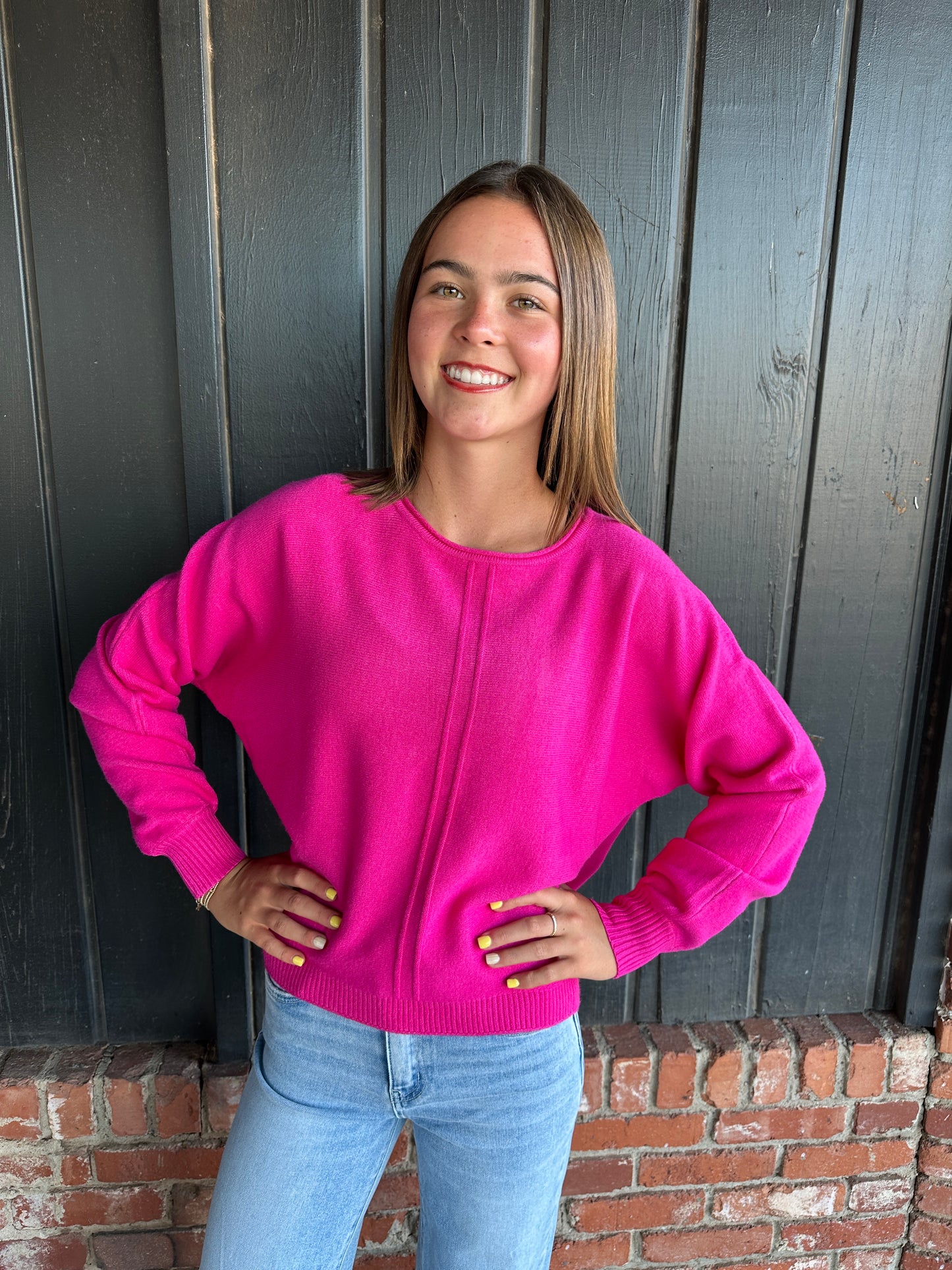 Hot Pink Front Seam Sweater