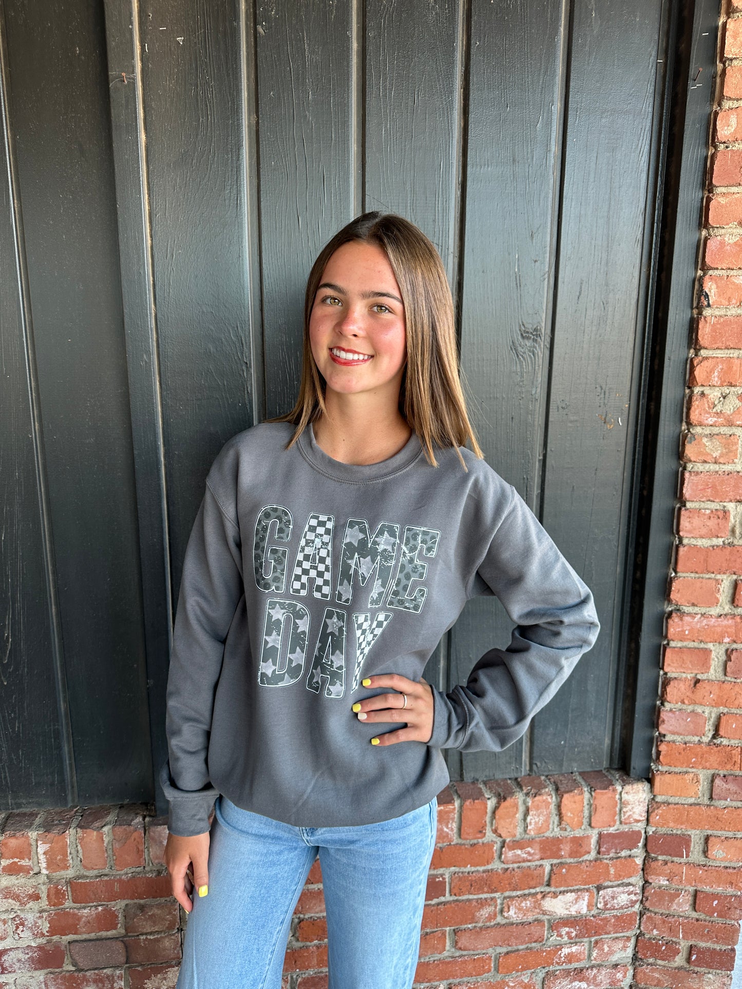 Game Day Grunge Graphic Sweatshirt