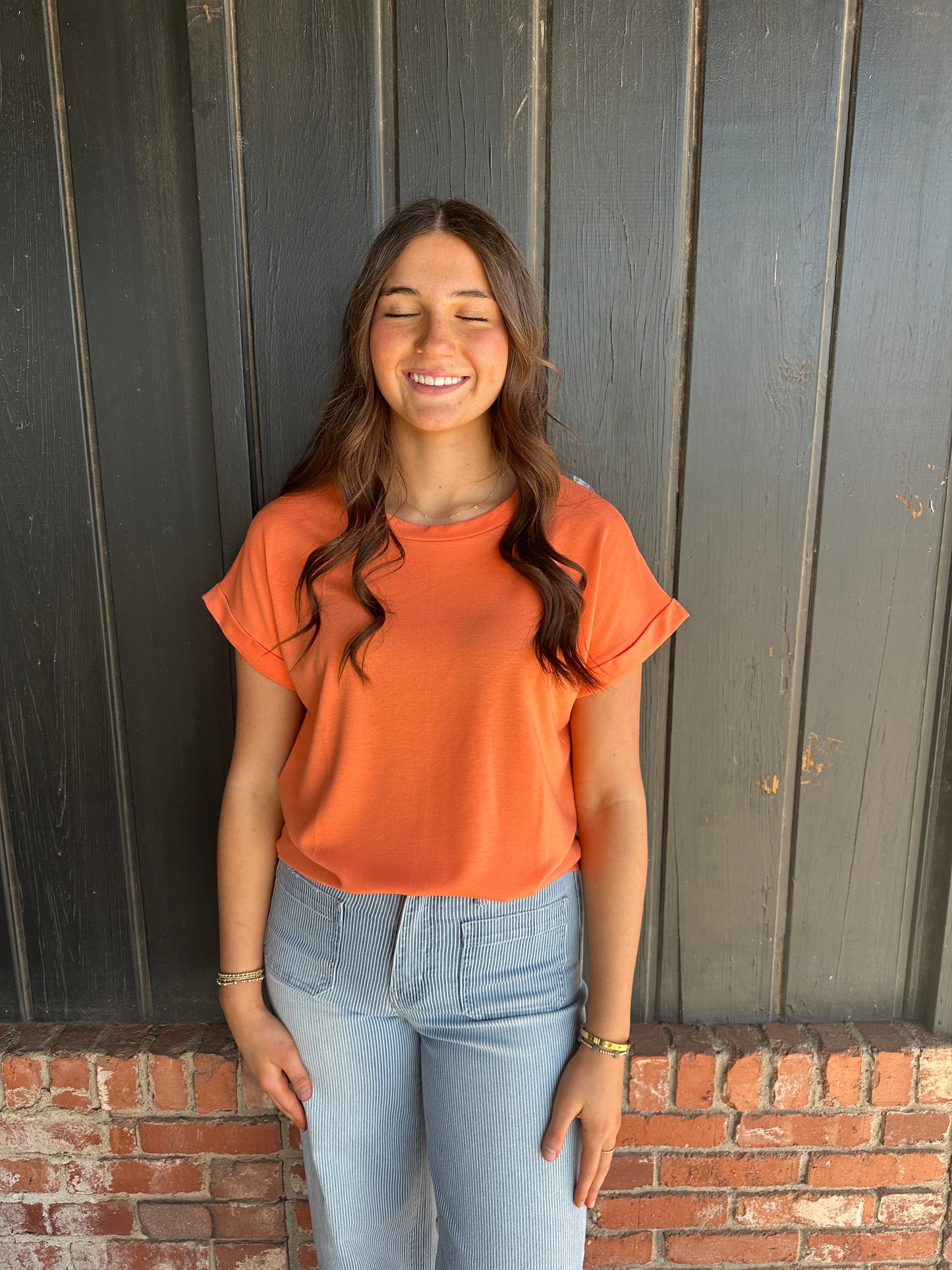 Light Orange Short Sleeve Top