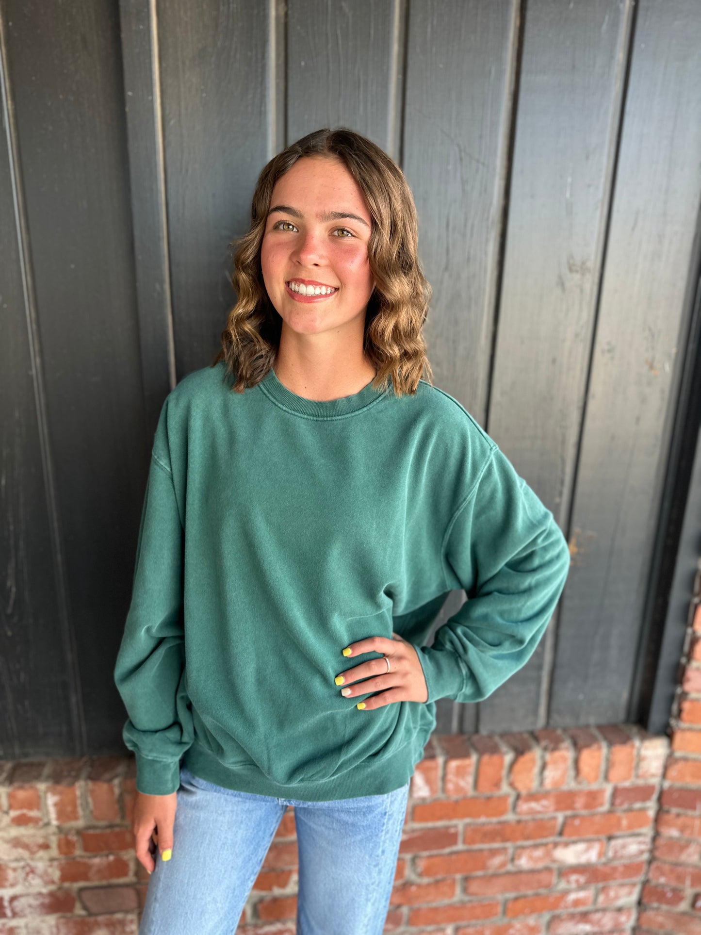 Green Oversized Mineral Washed Sweatshirt