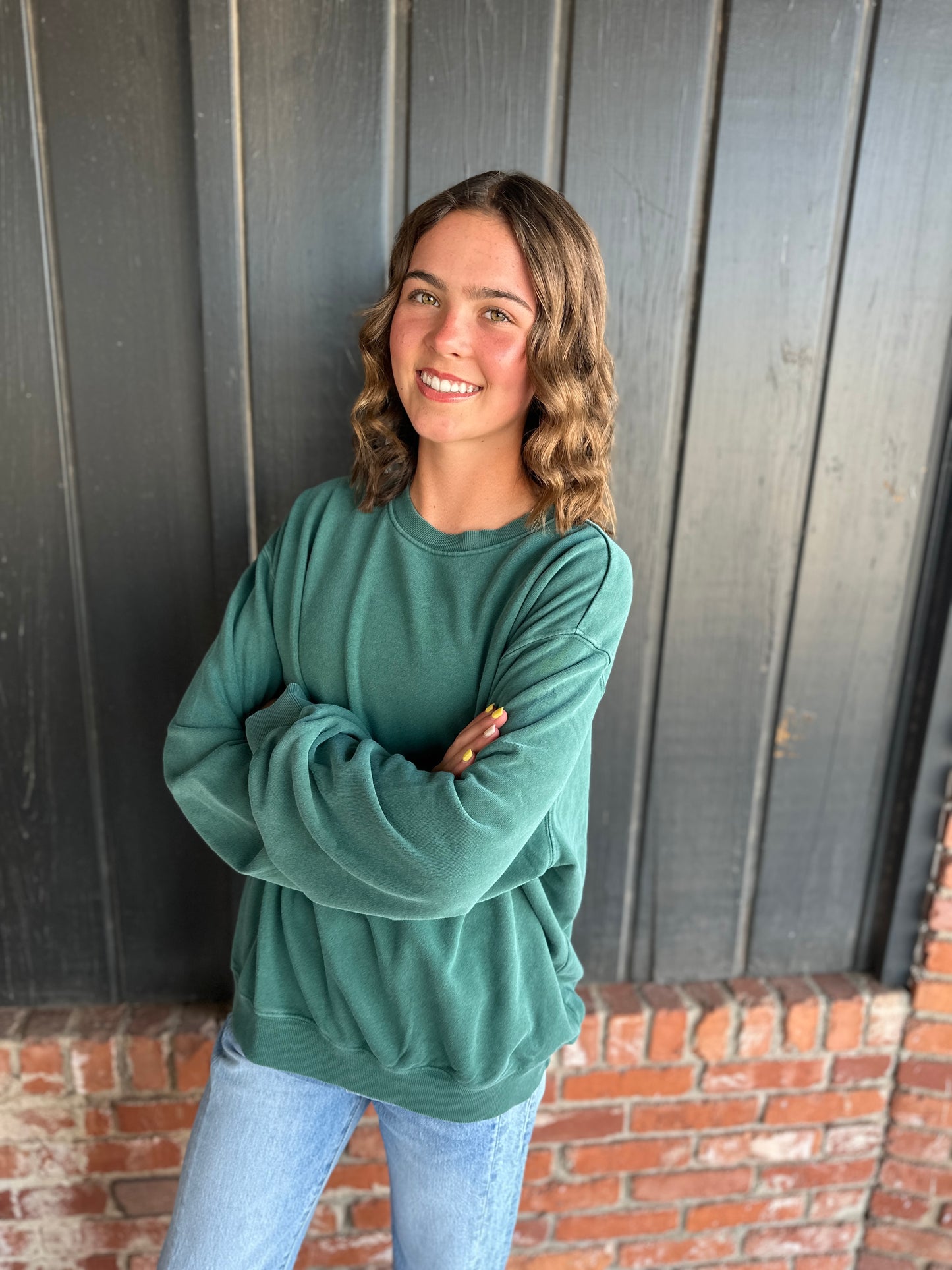 Green Oversized Mineral Washed Sweatshirt