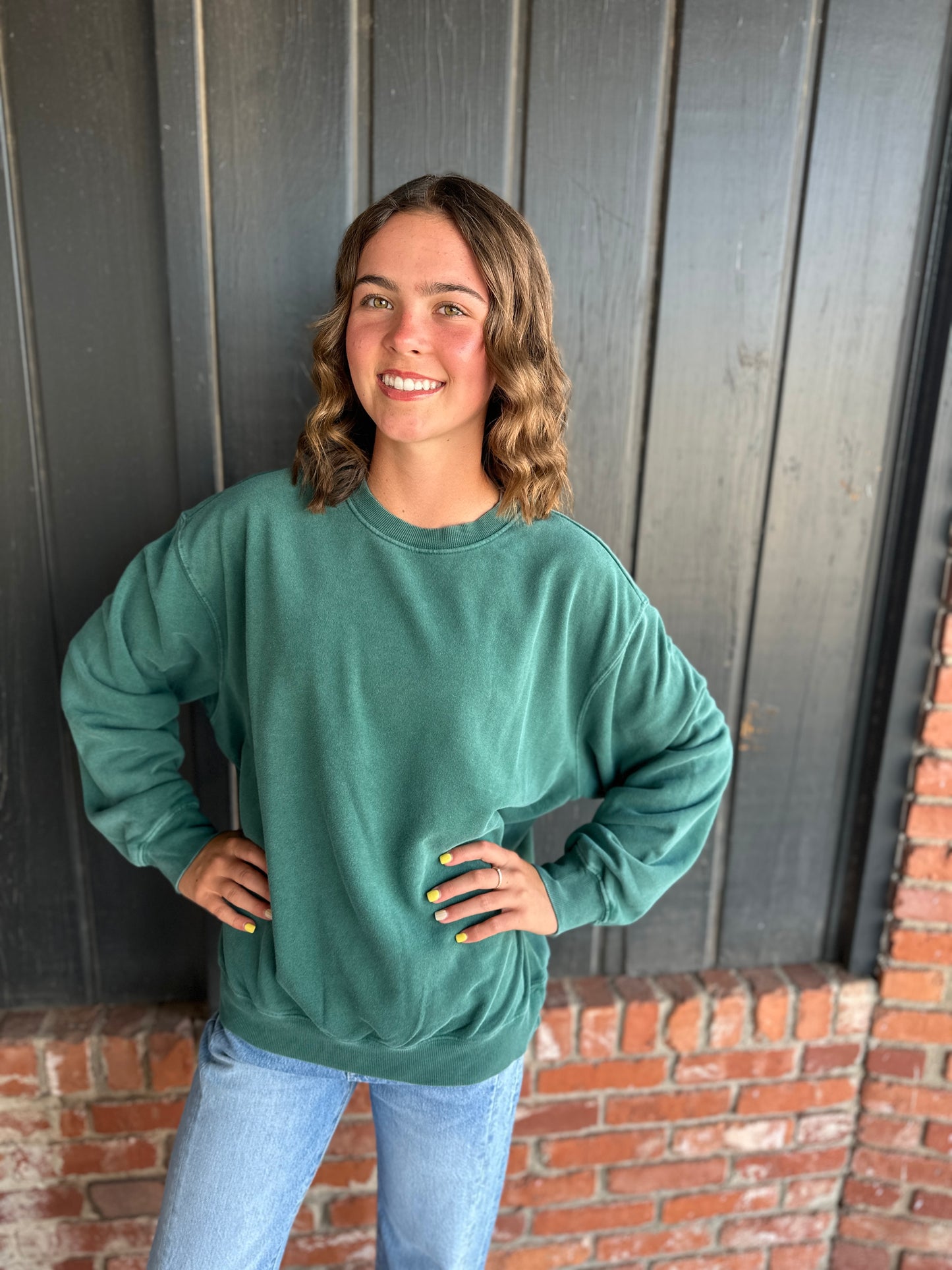 Green Oversized Mineral Washed Sweatshirt