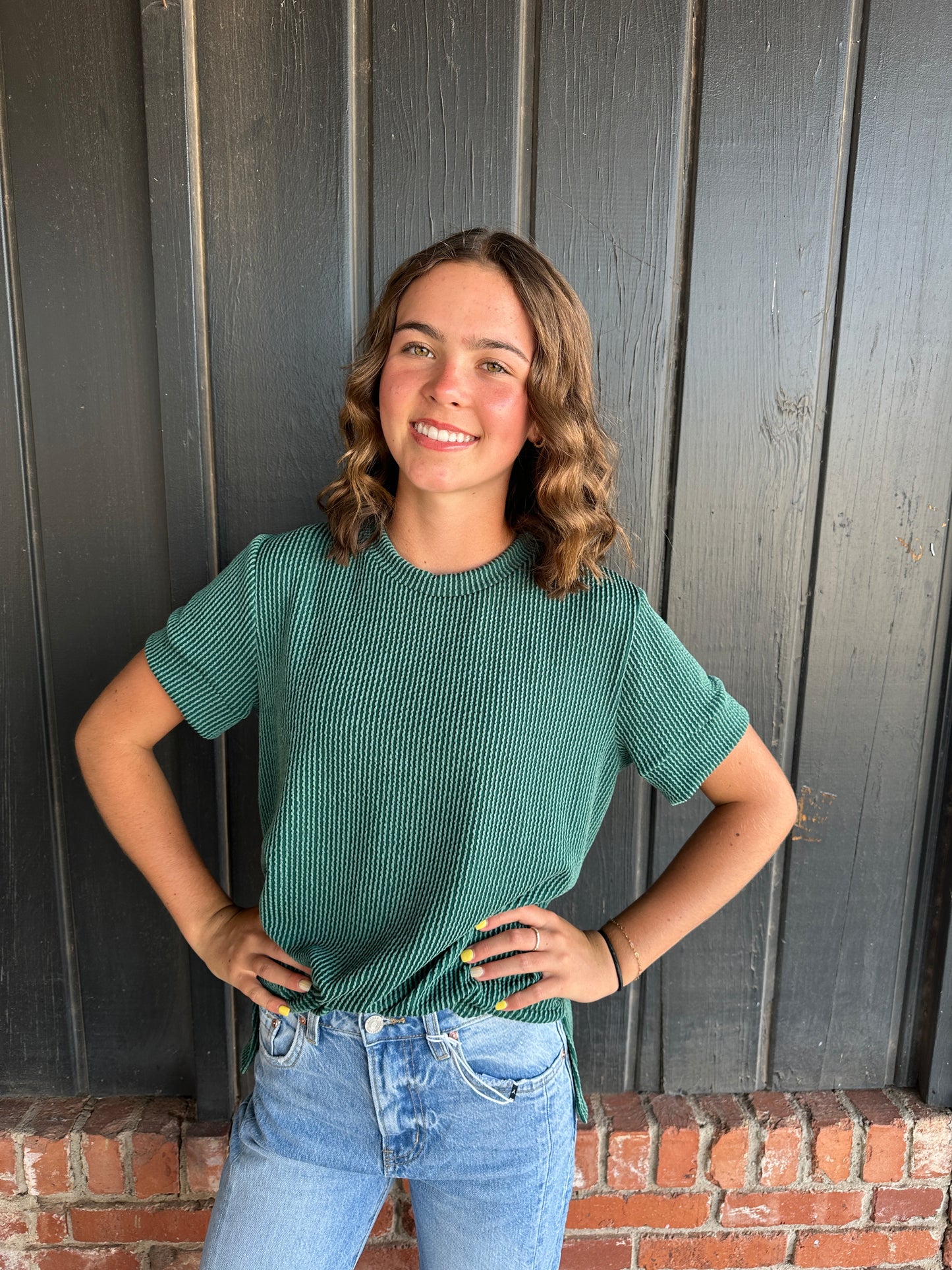 Hunter Green Ribbed Top
