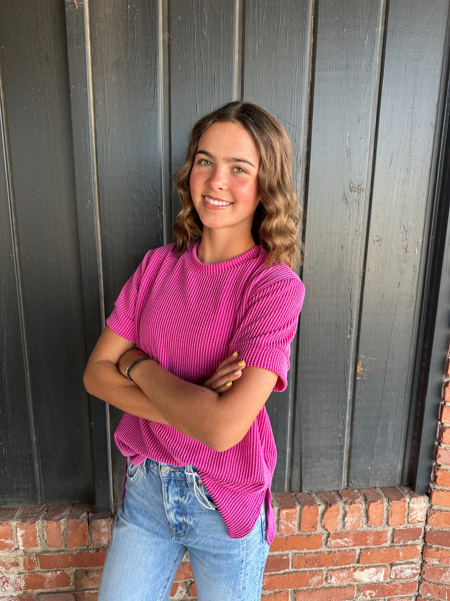 Fuchsia Ribbed Top