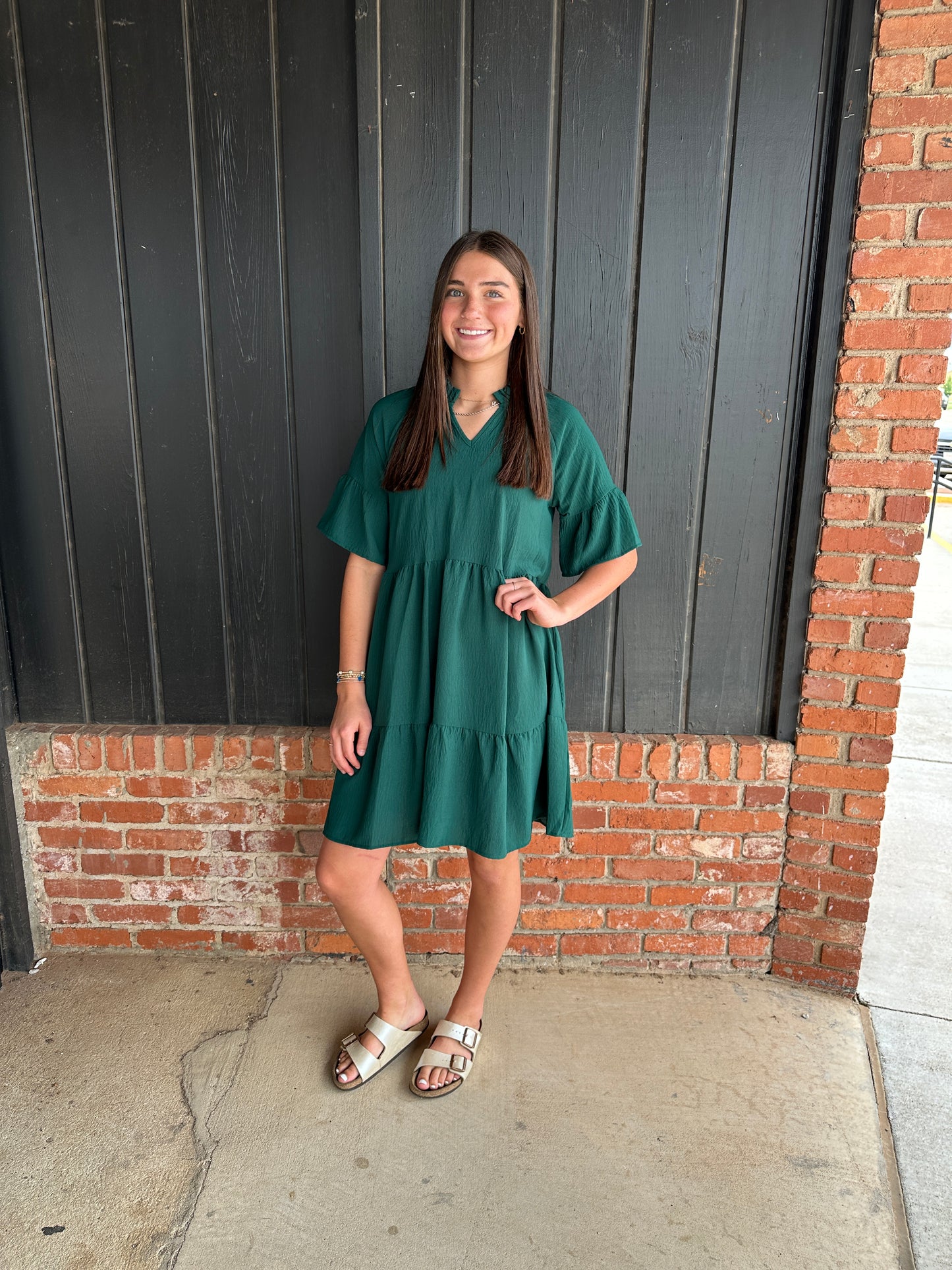 Hunter Green Tiered Dress