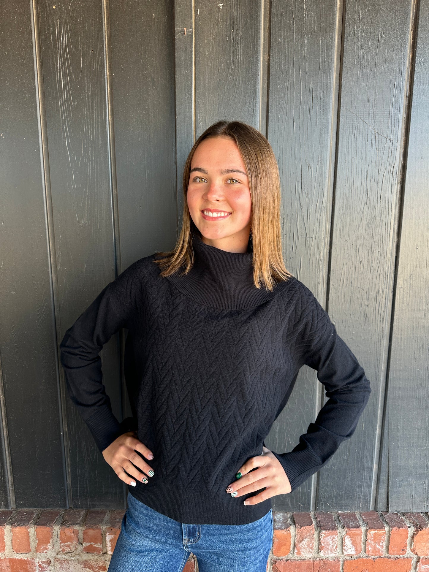 Black Cowl Neck Sweater