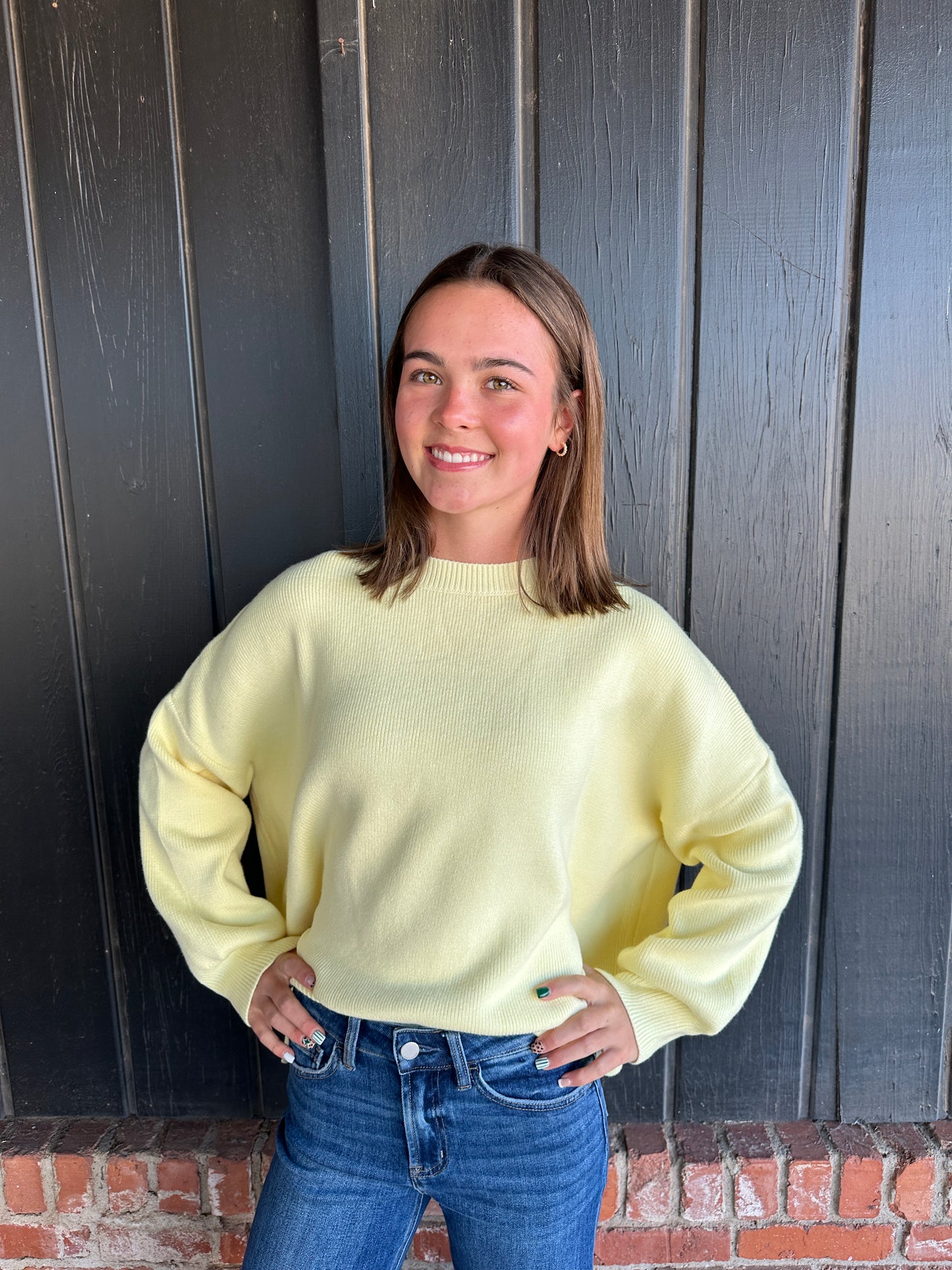 Daisy Yellow Drop Shoulder Oversized Sweater