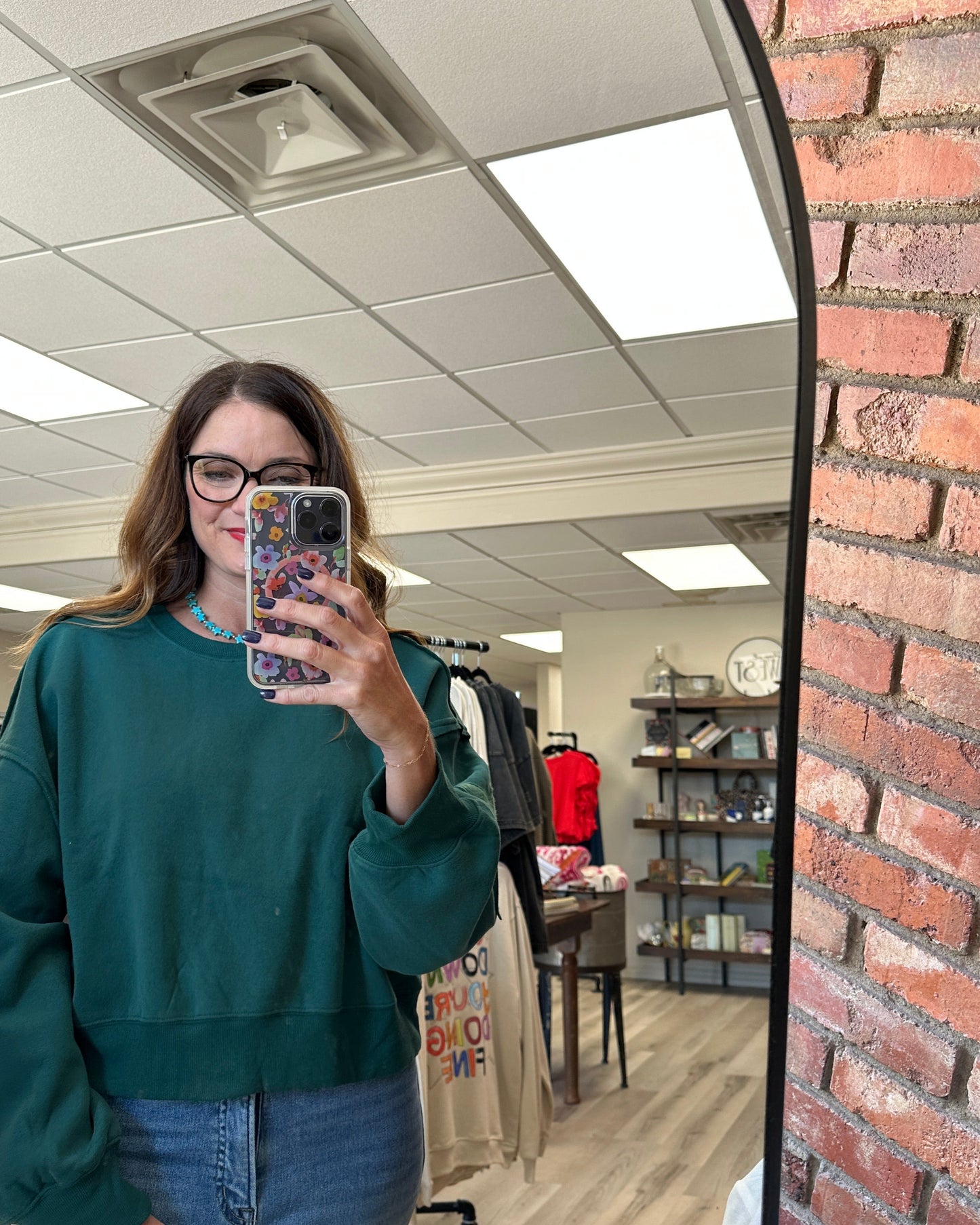 Hunter Green Star Sweatshirt