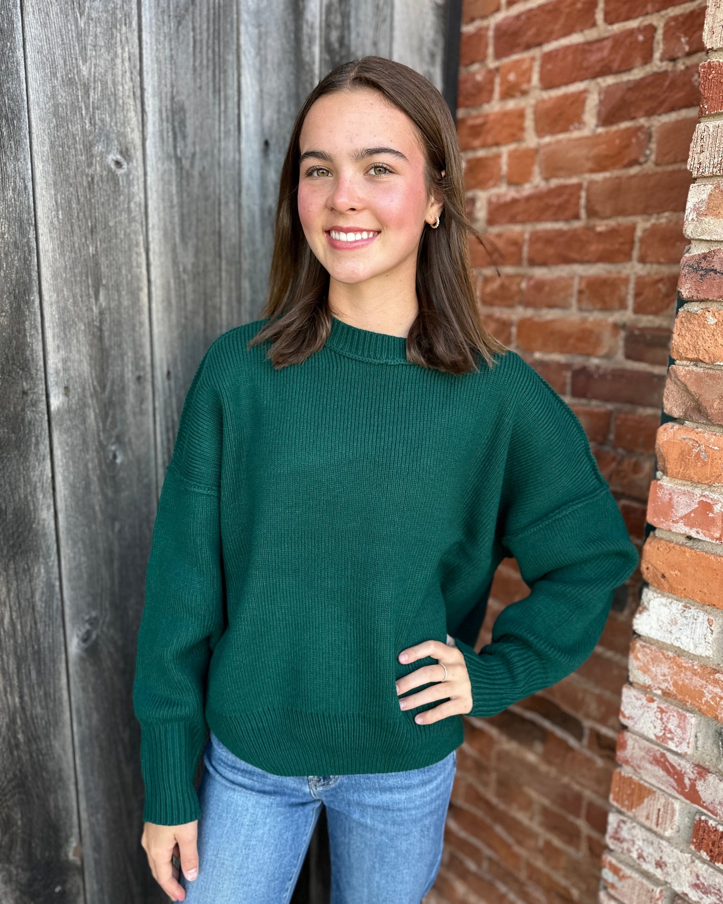 Hunter Green Oversized Ribbed Sweater