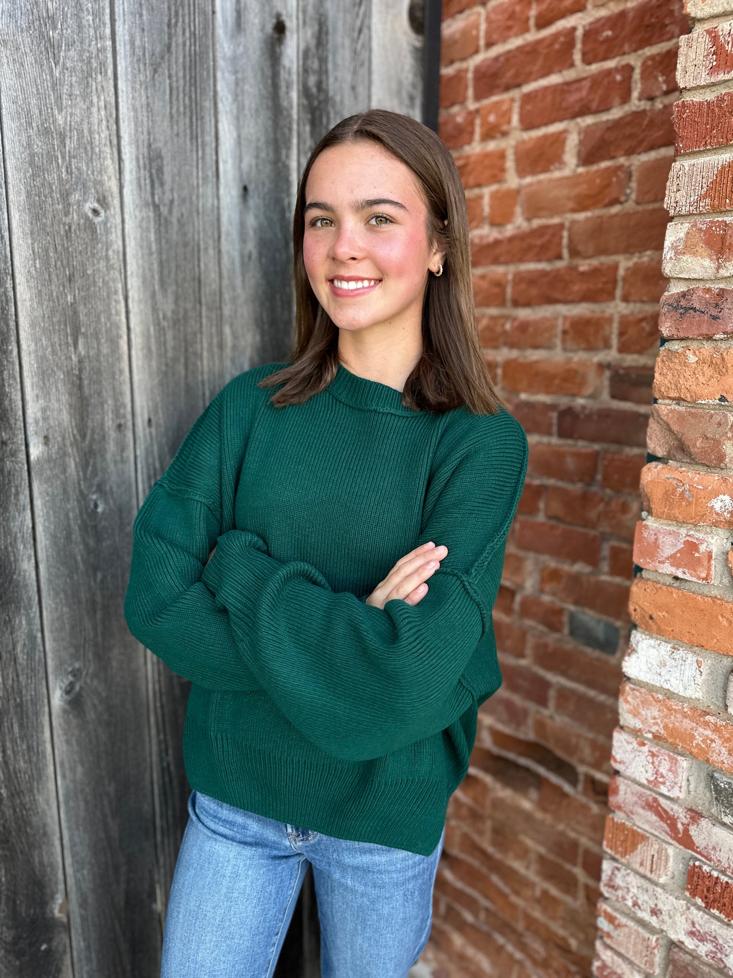 Hunter Green Oversized Ribbed Sweater